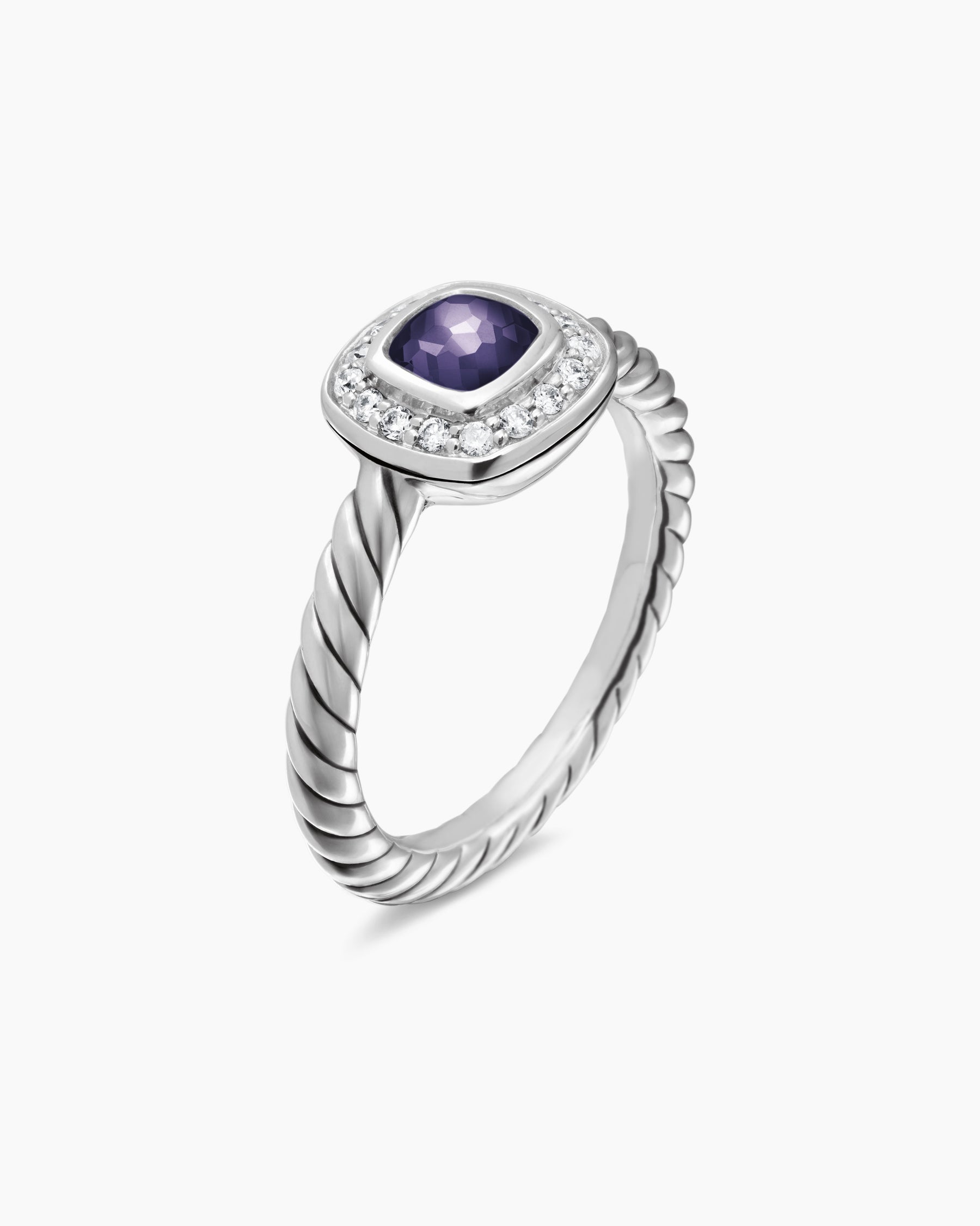 Alternative view of Albion Teen Ring in Sterling Silver with Black Orchid and Diamonds, 4mm