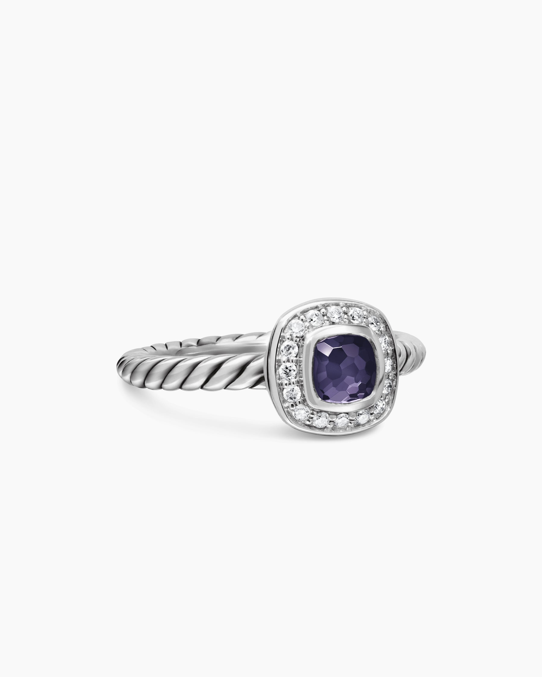 Albion Teen Ring in Sterling Silver with Black Orchid and Diamonds, 4mm