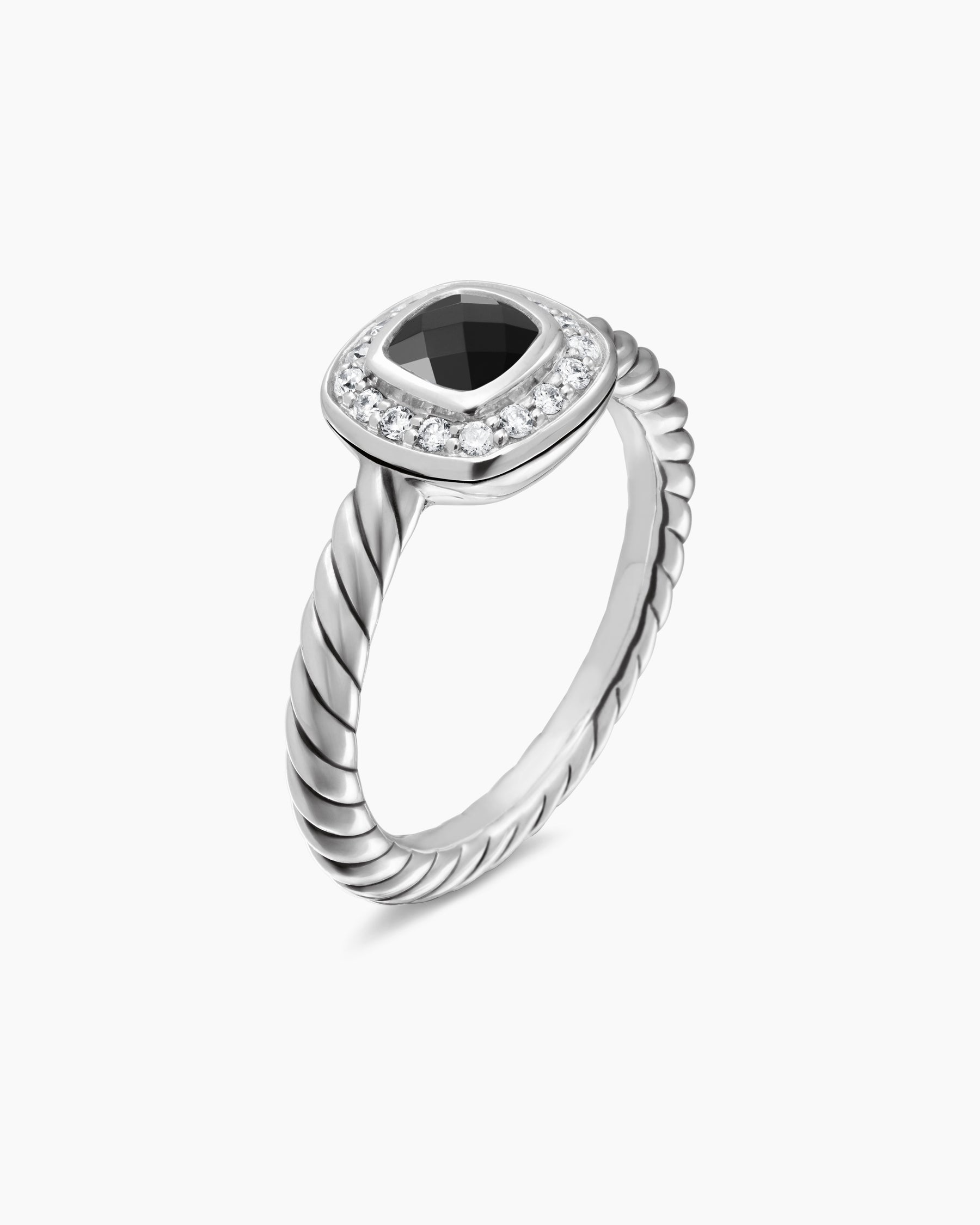 Alternative view of Albion Teen Ring in Sterling Silver with Black Onyx and Diamonds, 4mm
