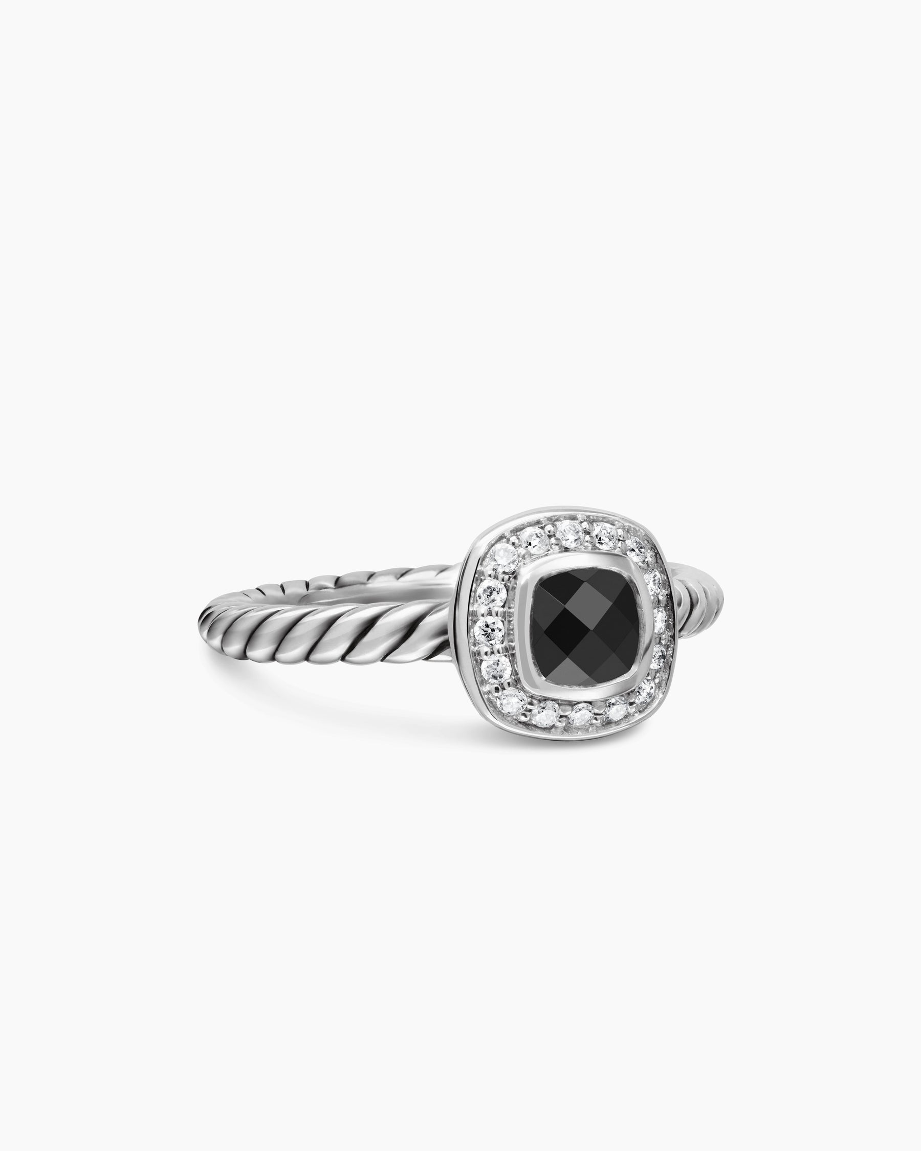 Albion Teen Ring in Sterling Silver with Black Onyx and Diamonds, 4mm