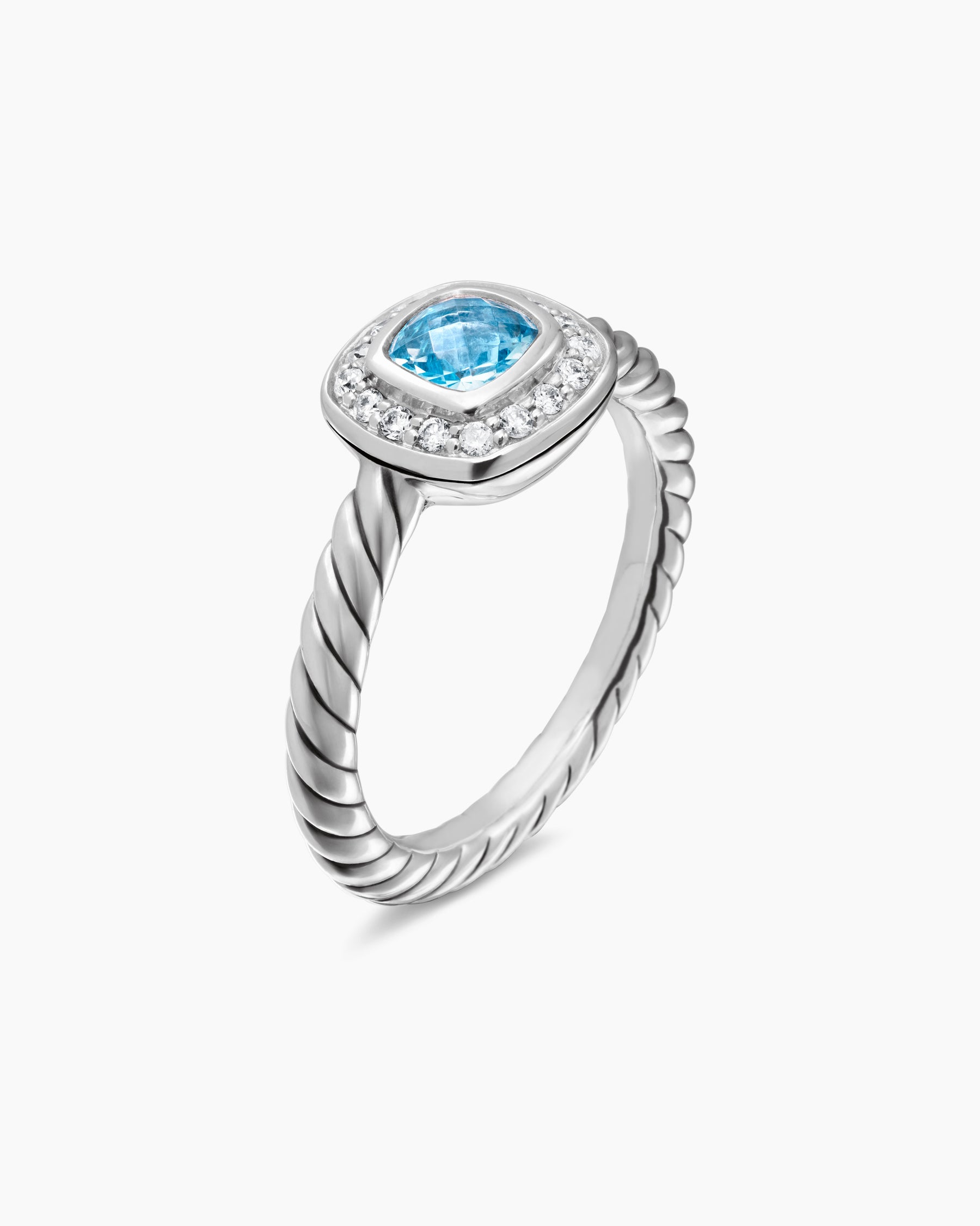Alternative view of Albion Teen Ring in Sterling Silver with Blue Topaz and Diamonds, 4mm