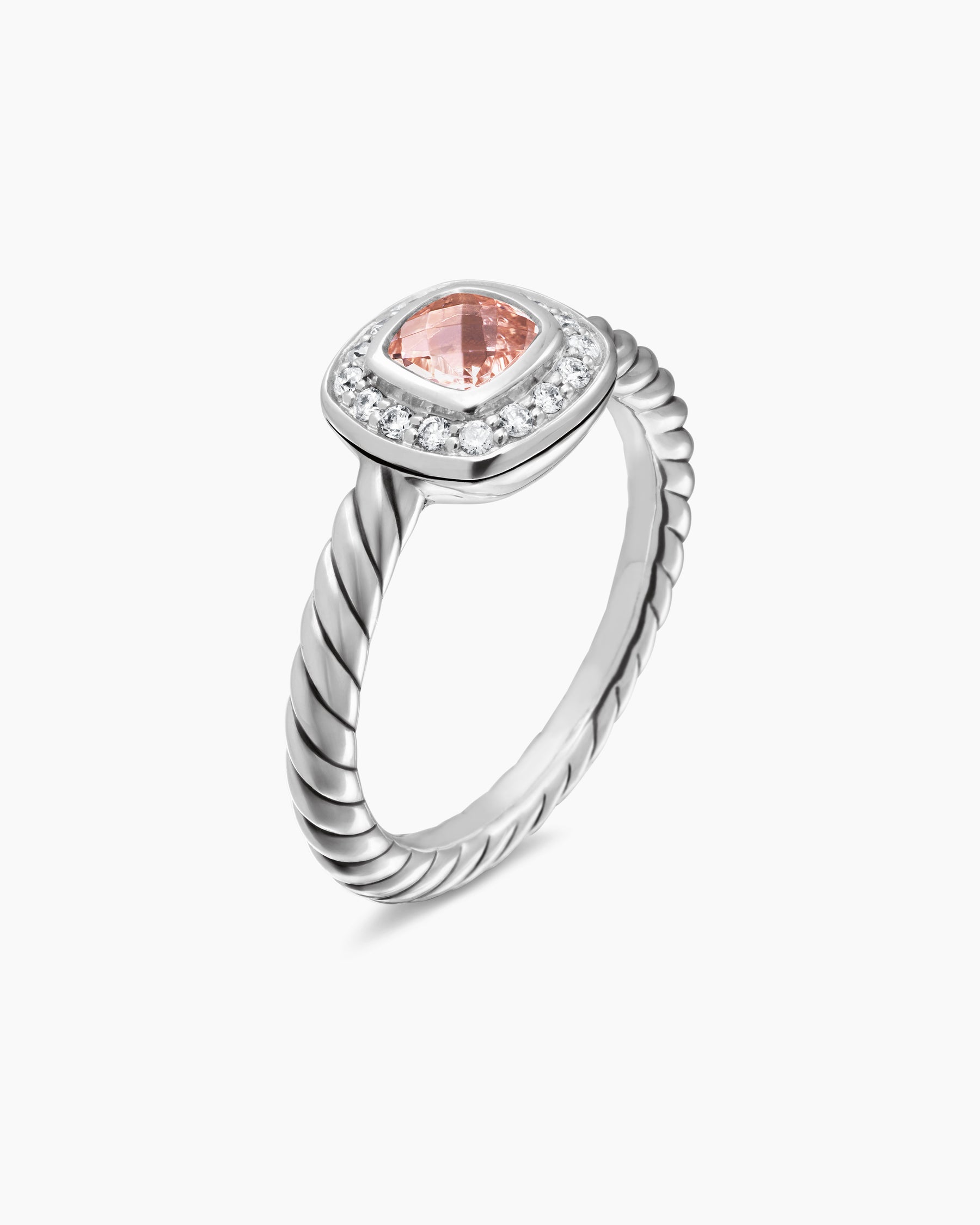 Alternative view of Albion Teen Ring in Sterling Silver with Morganite and Diamonds, 4mm