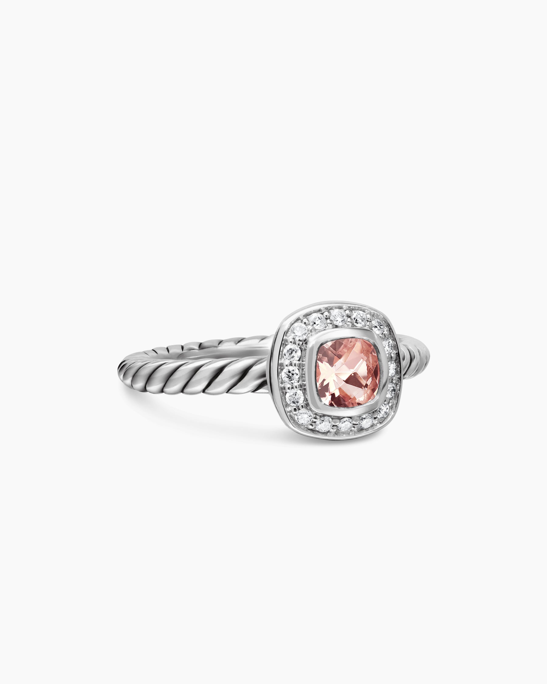 Albion Teen Ring in Sterling Silver with Morganite and Diamonds, 4mm