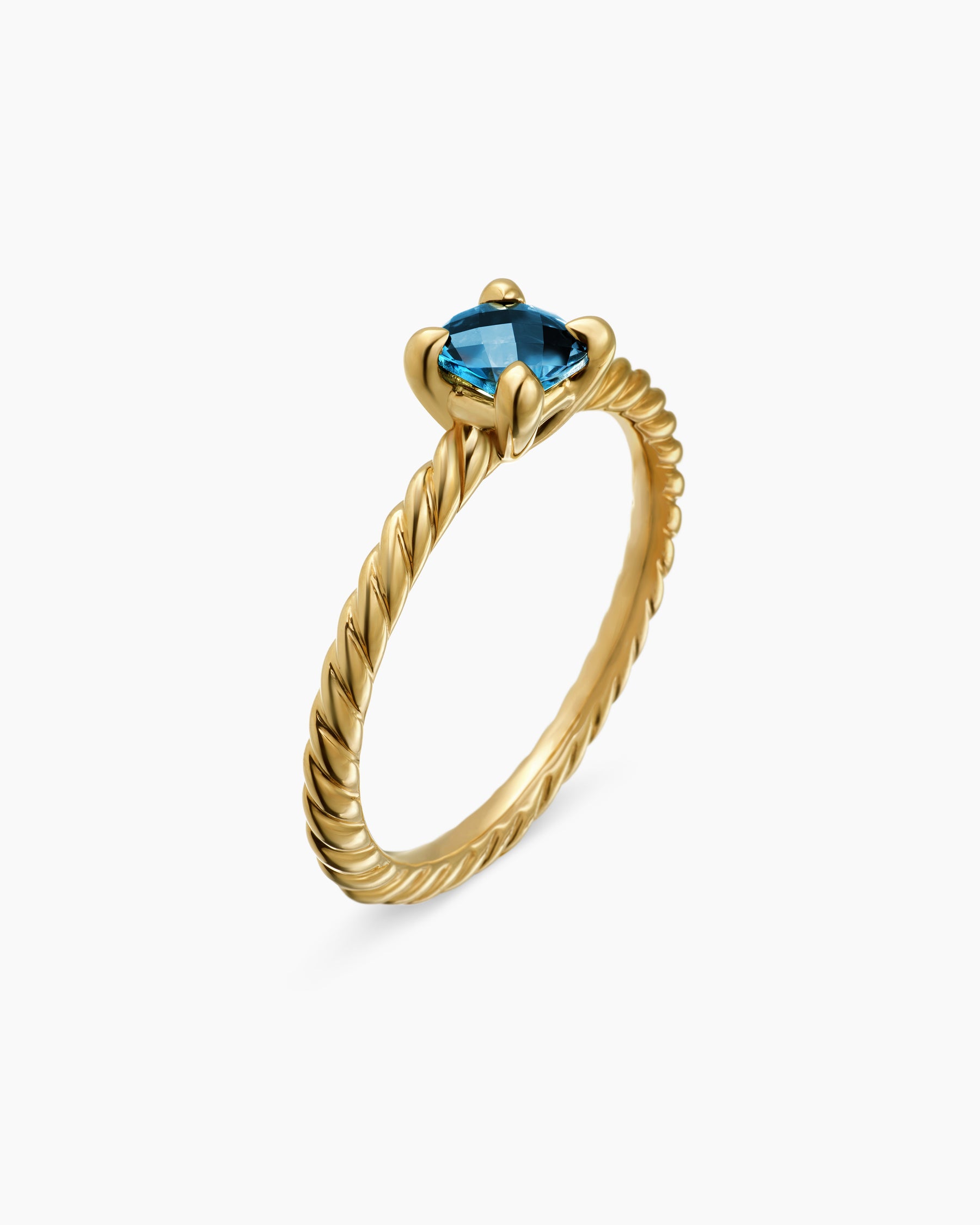 Alternative view of Chatelaine Teen Ring in 18K Yellow Gold with Hampton Blue Topaz, 4mm
