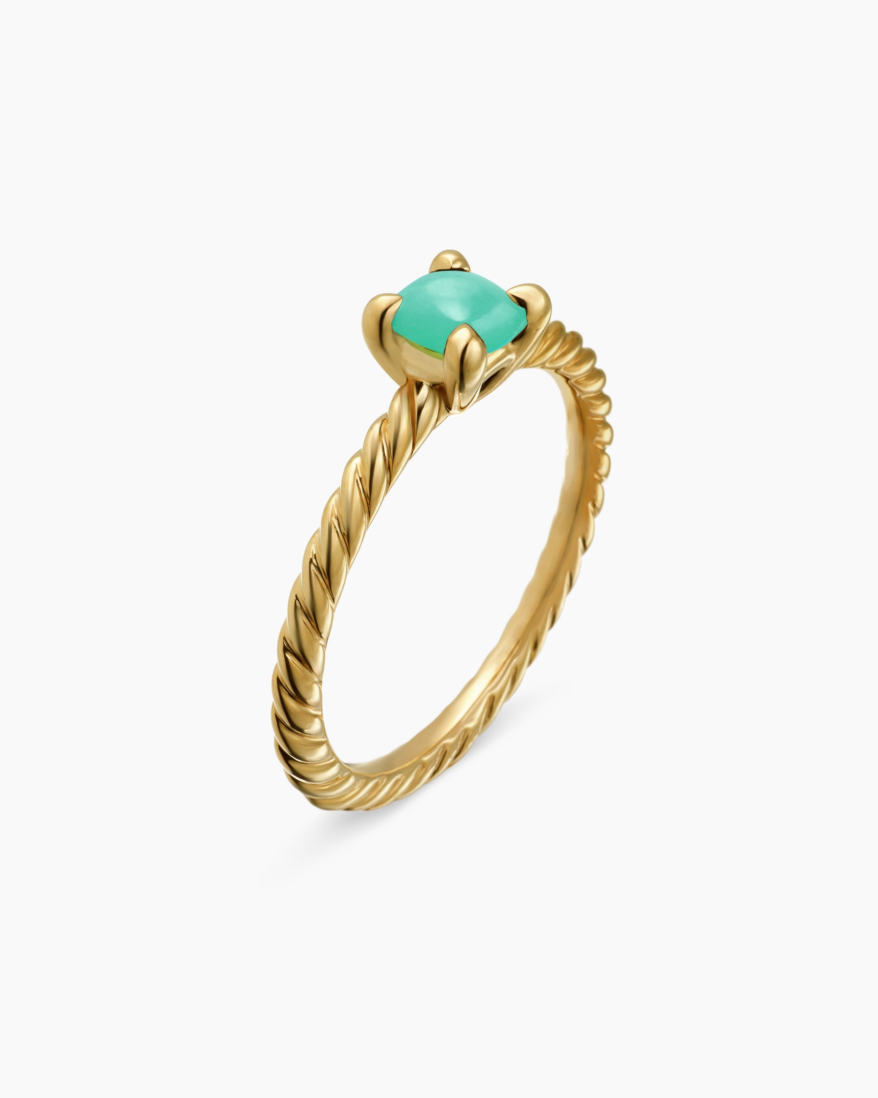 Alternative view of Chatelaine Teen Ring in 18K Yellow Gold with Chrysoprase, 4mm