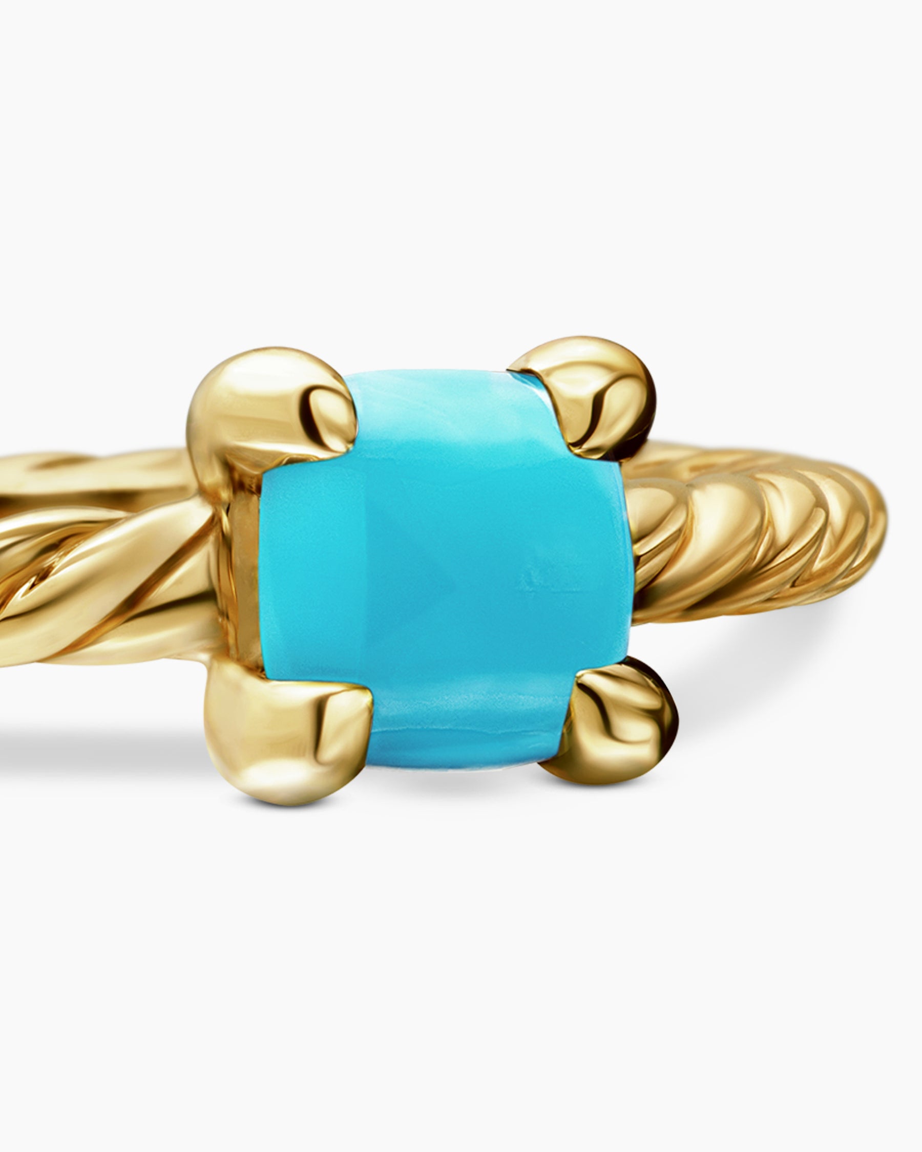 Chatelaine Teen Ring in 18K Yellow Gold with Turquoise, 4mm - Image 4