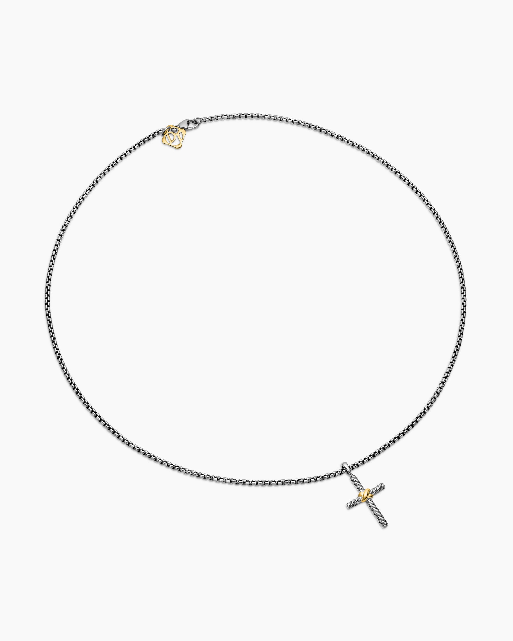Petite X Cross Necklace in Sterling Silver with 14K Yellow Gold, 24mm - Image 3