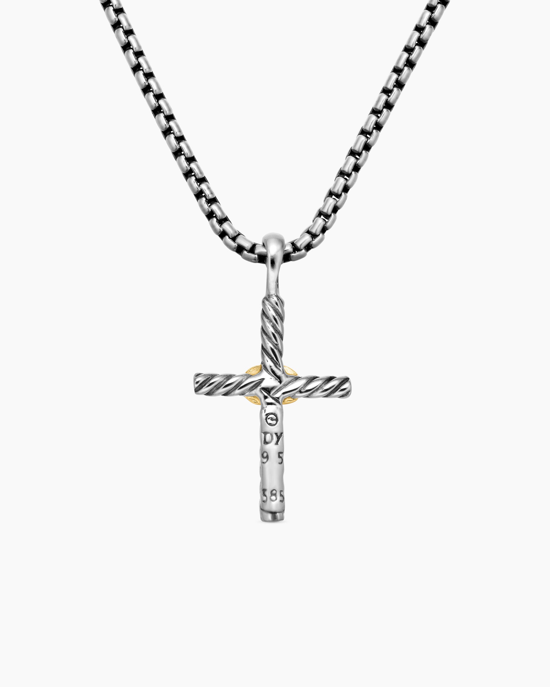 Petite X Cross Necklace in Sterling Silver with 14K Yellow Gold, 24mm - Image 4