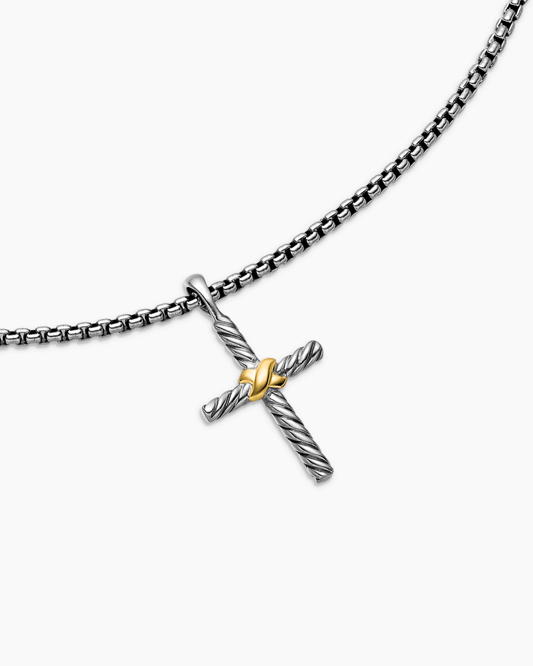 Petite X Cross Necklace in Sterling Silver with 14K Yellow Gold, 24mm - Image 5