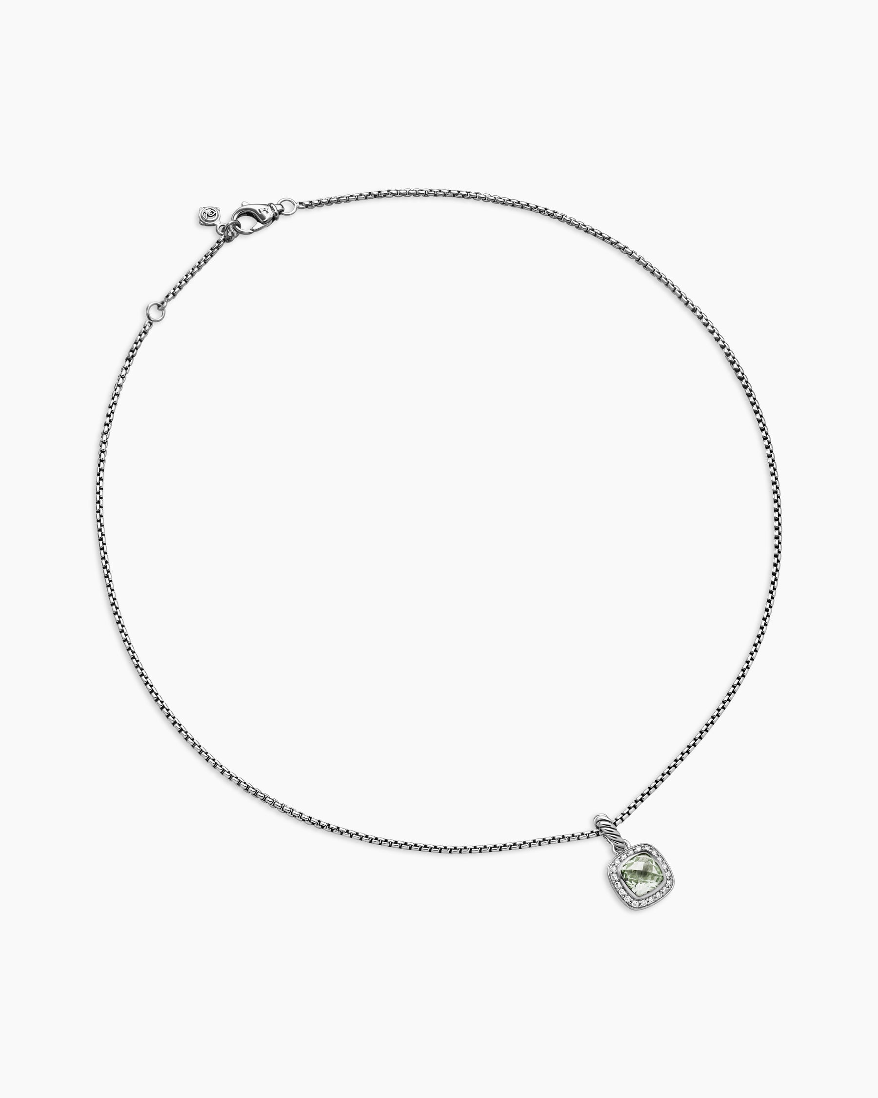 Petite Albion Pendant Necklace in Sterling Silver with Prasiolite and Diamonds, 7mm - Image 3