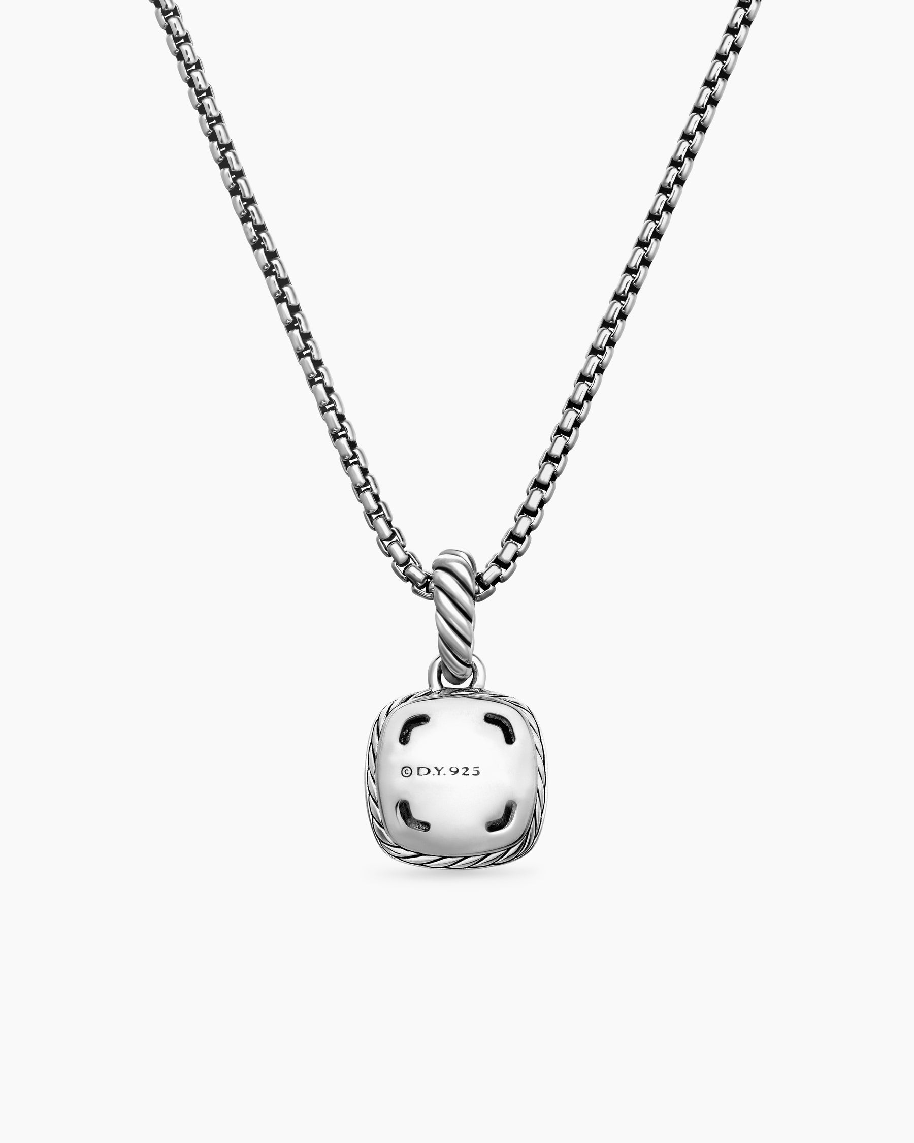 Petite Albion Pendant Necklace in Sterling Silver with Prasiolite and Diamonds, 7mm - Image 4