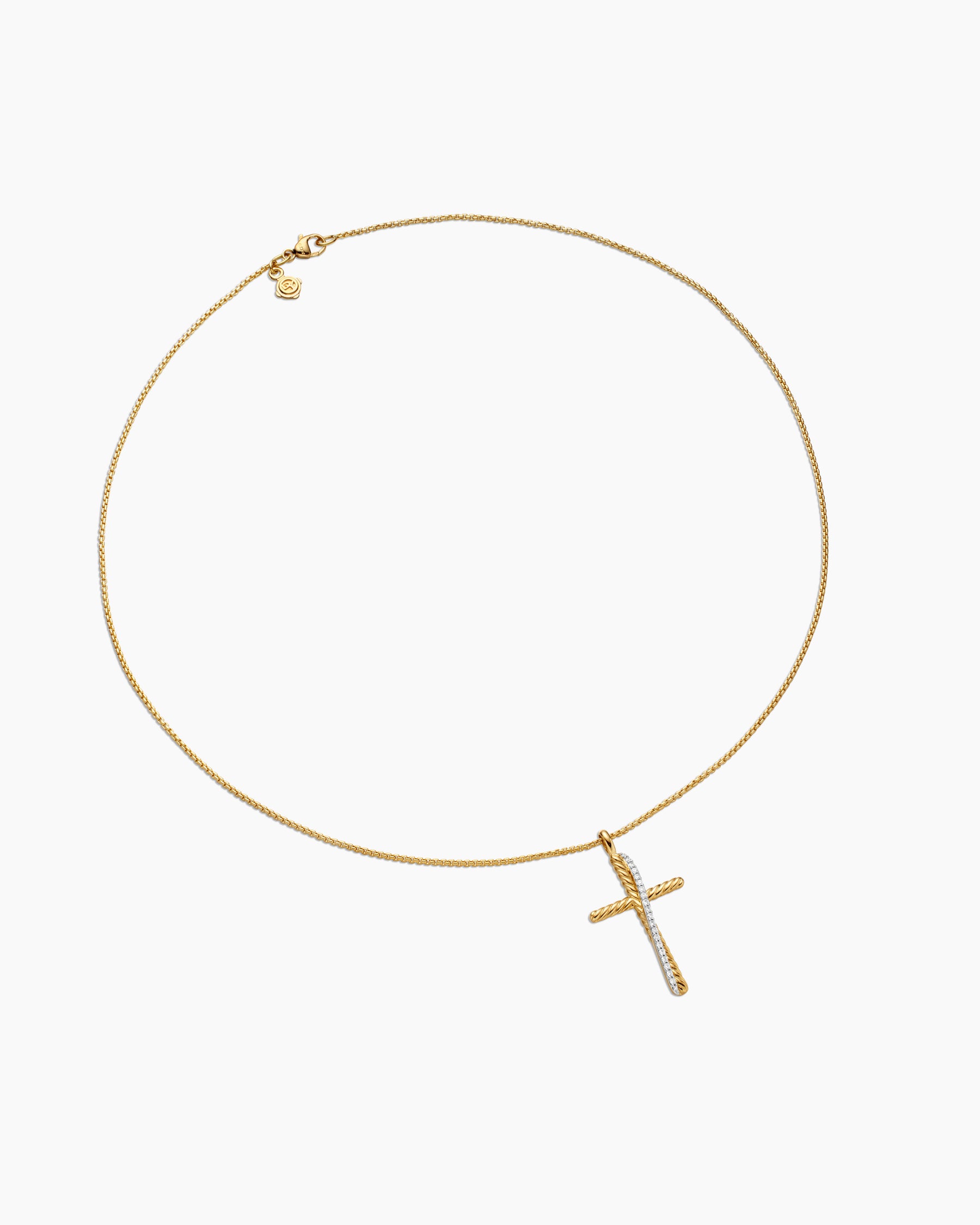 Crossover Cross Necklace in 18K Yellow Gold with Diamonds, 35.6mm - Image 3
