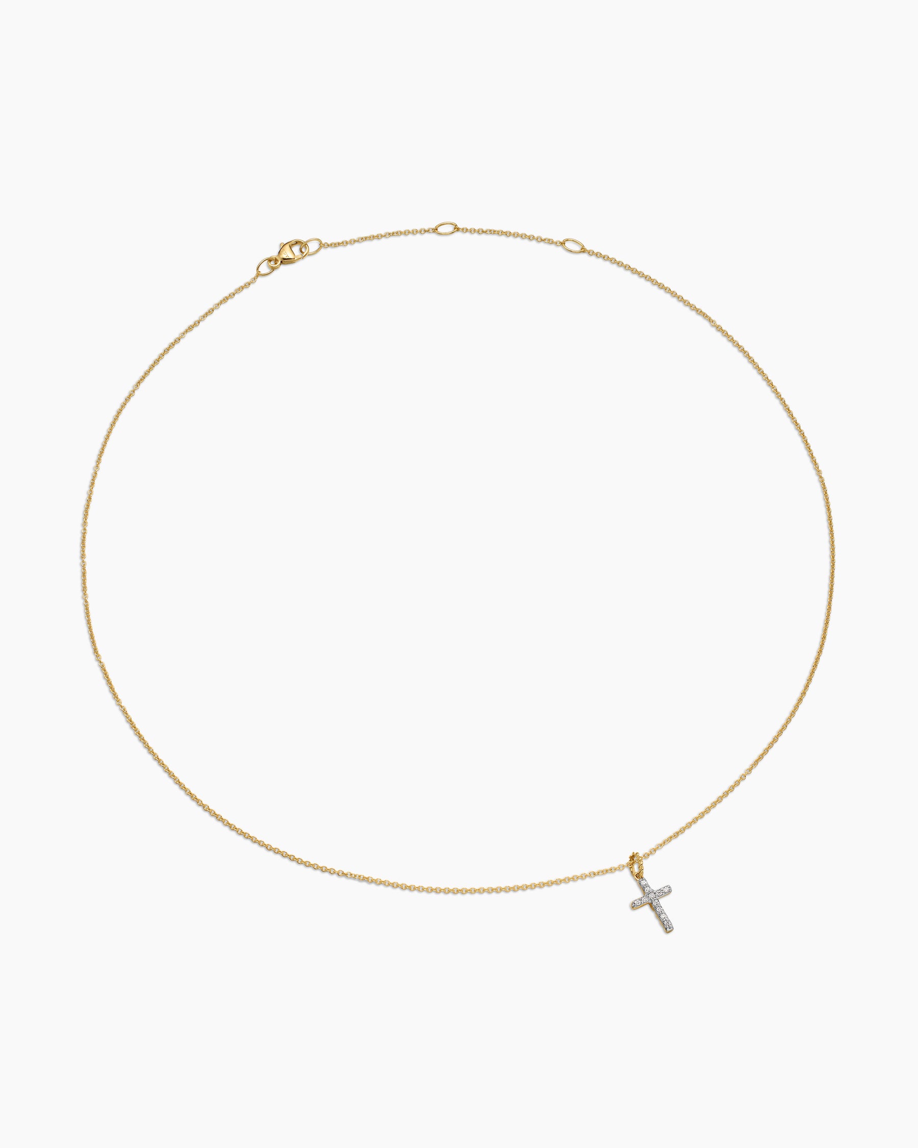 Cable Collectibles Cross Necklace in 18K Yellow Gold with Diamonds, 17mm - Image 3