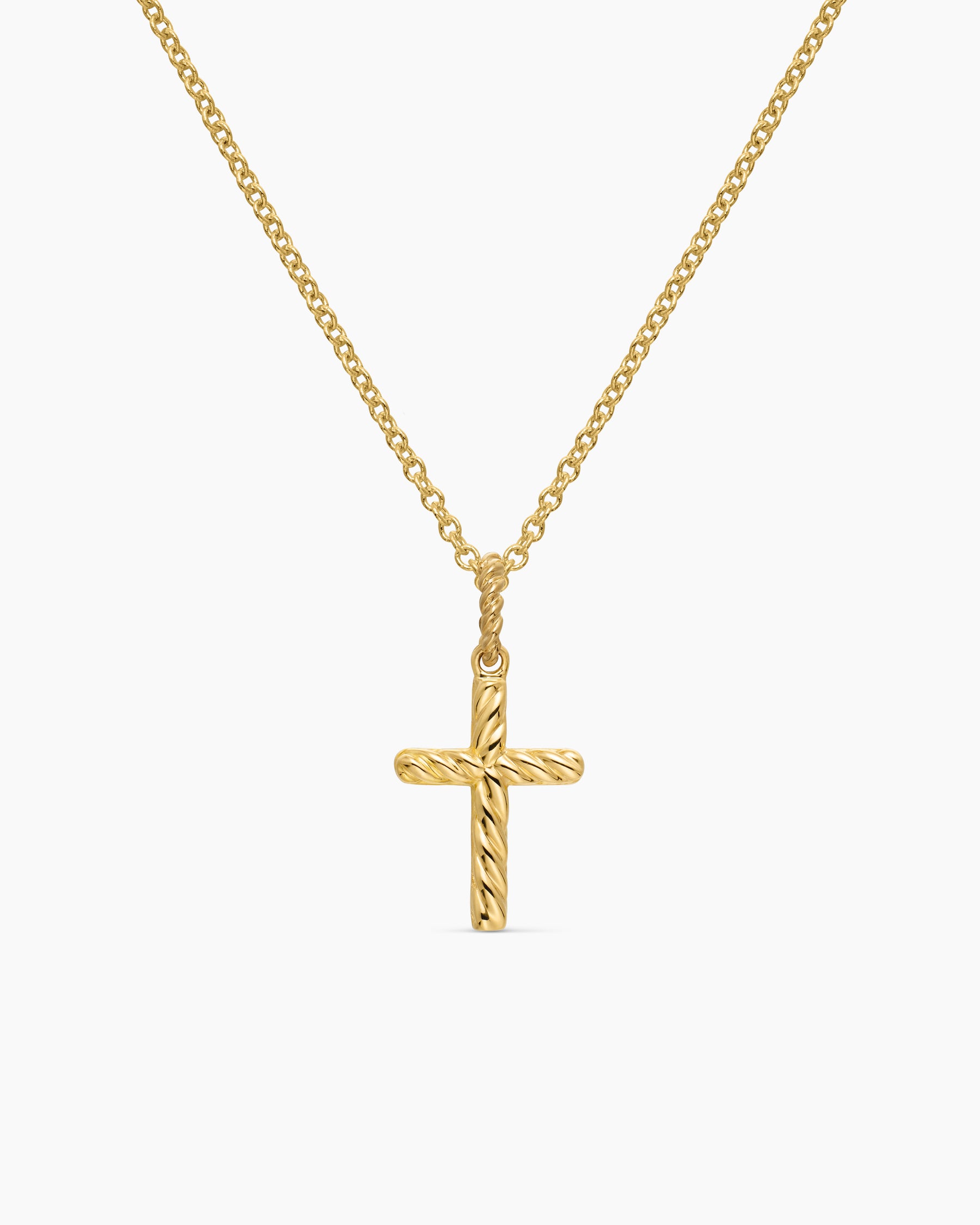Cable Collectibles Cross Necklace in 18K Yellow Gold with Diamonds, 17mm - Image 4