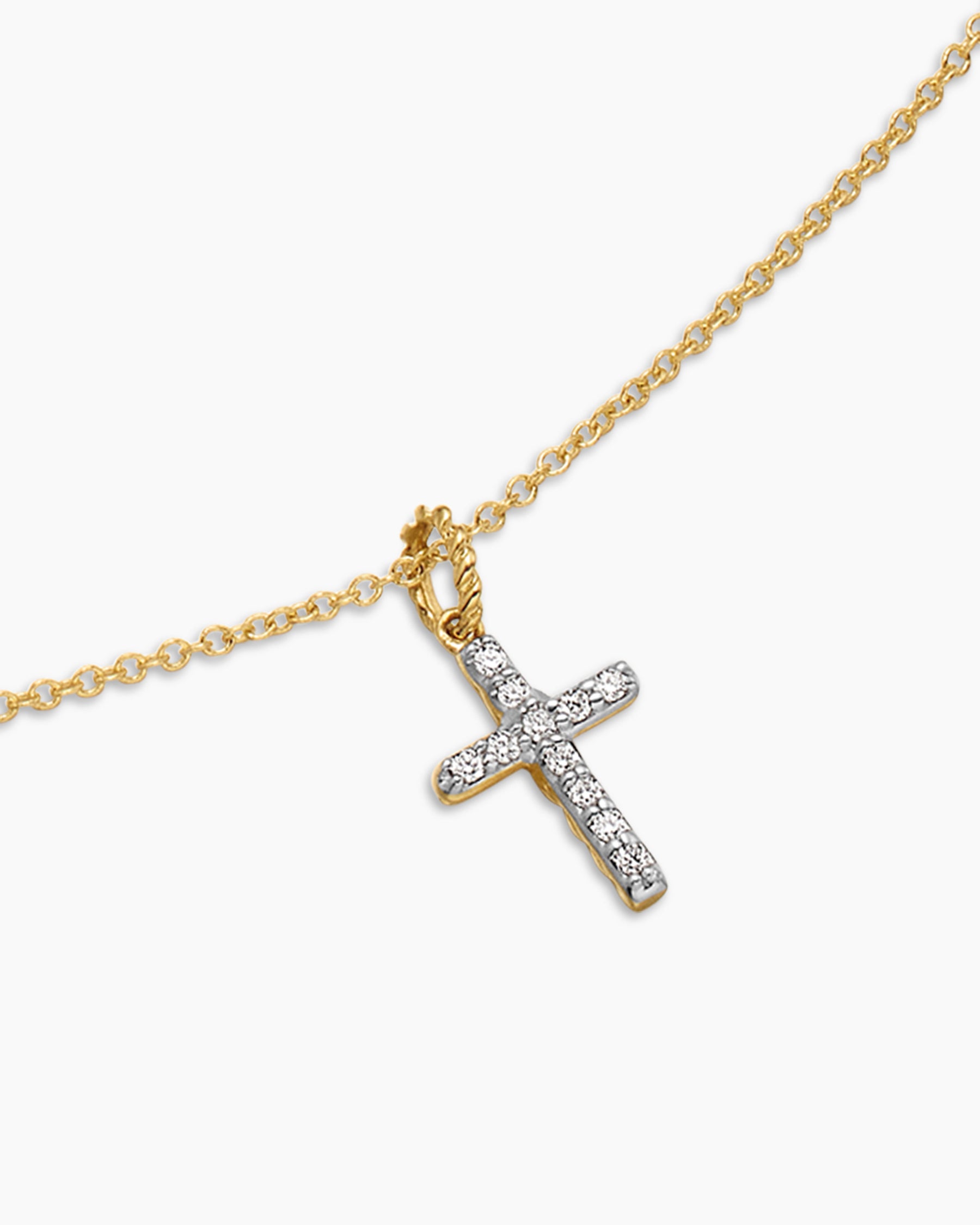 Cable Collectibles Cross Necklace in 18K Yellow Gold with Diamonds, 17mm - Image 5