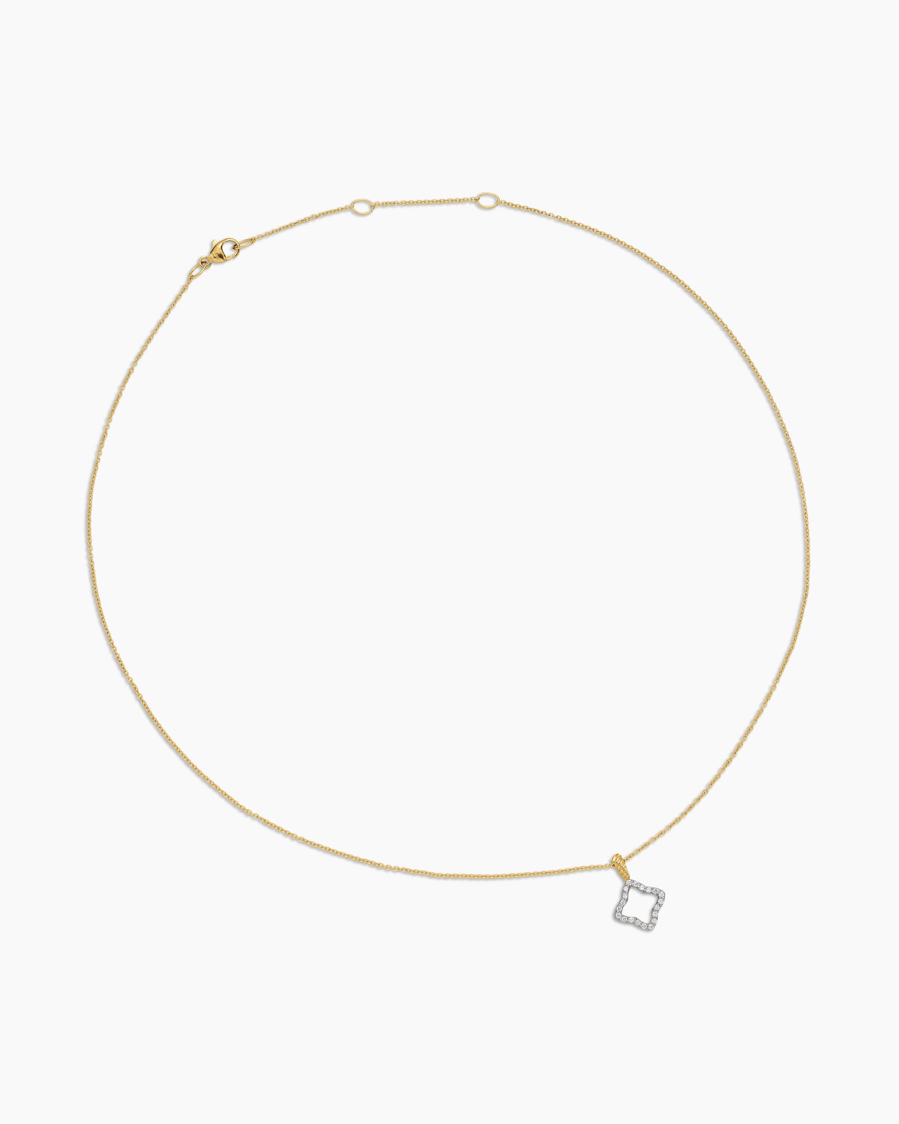 Cable Collectibles Quatrefoil Necklace in 18K Yellow Gold with Diamonds, 17.5mm - Image 3