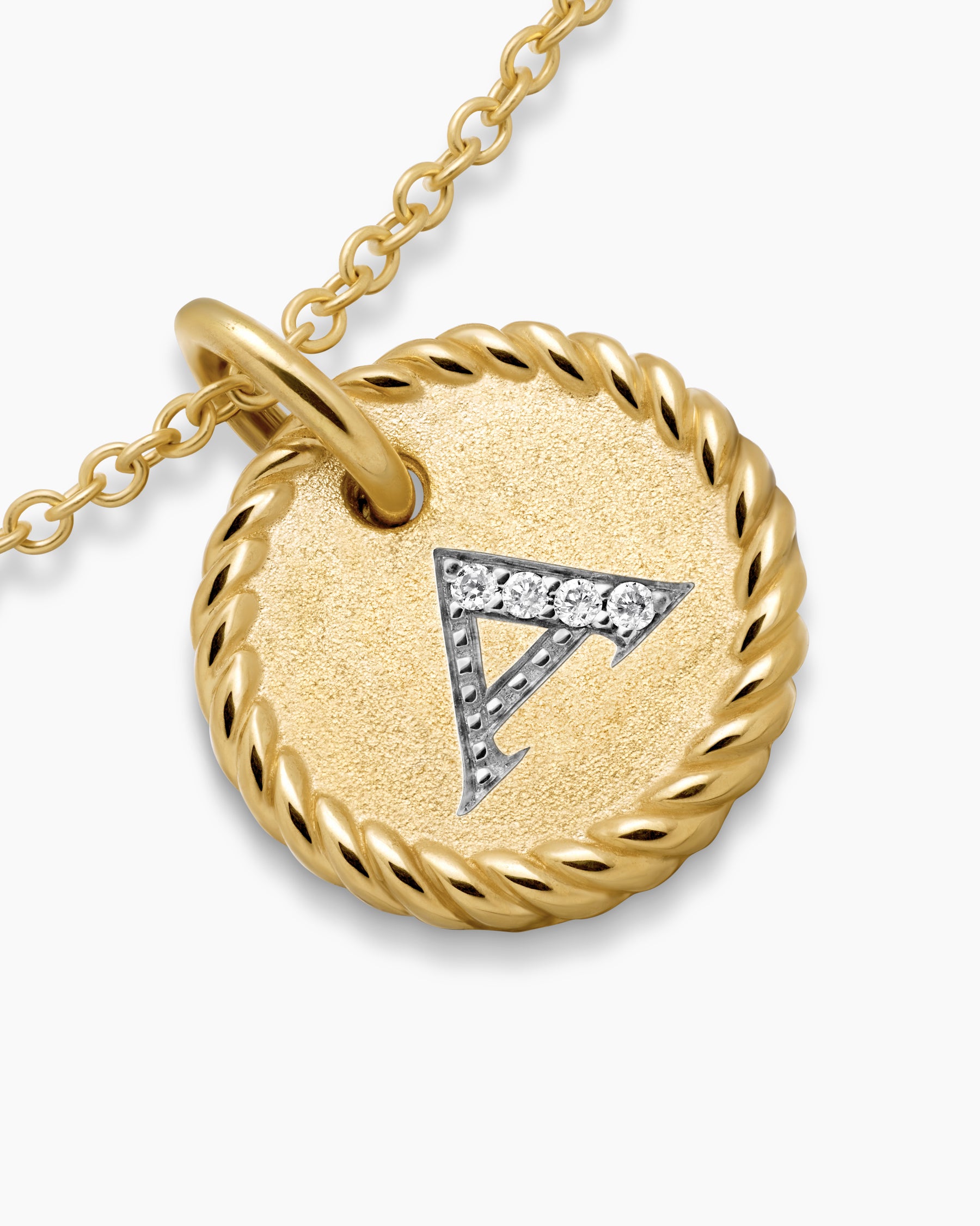 Initial Charm Necklace in 18K Yellow Gold with Diamond A - Image 5