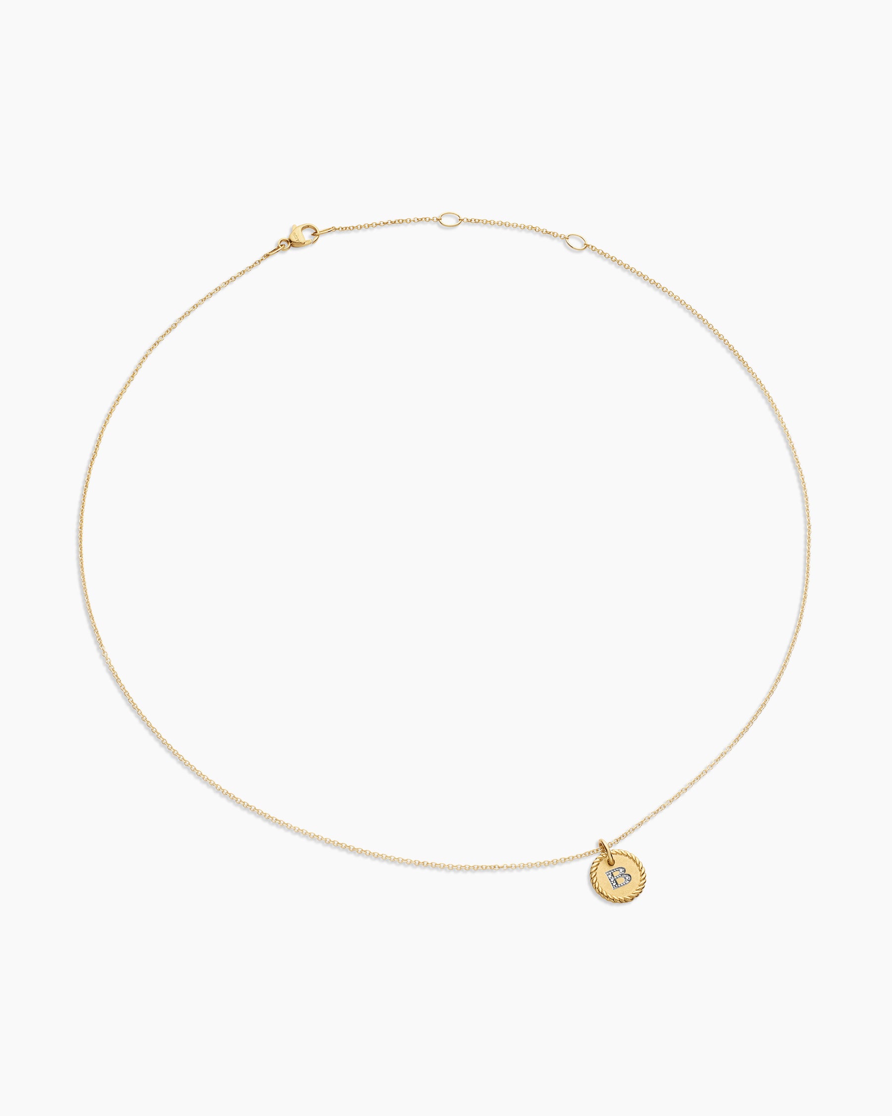 Initial Charm Necklace in 18K Yellow Gold with Diamond B - Image 3