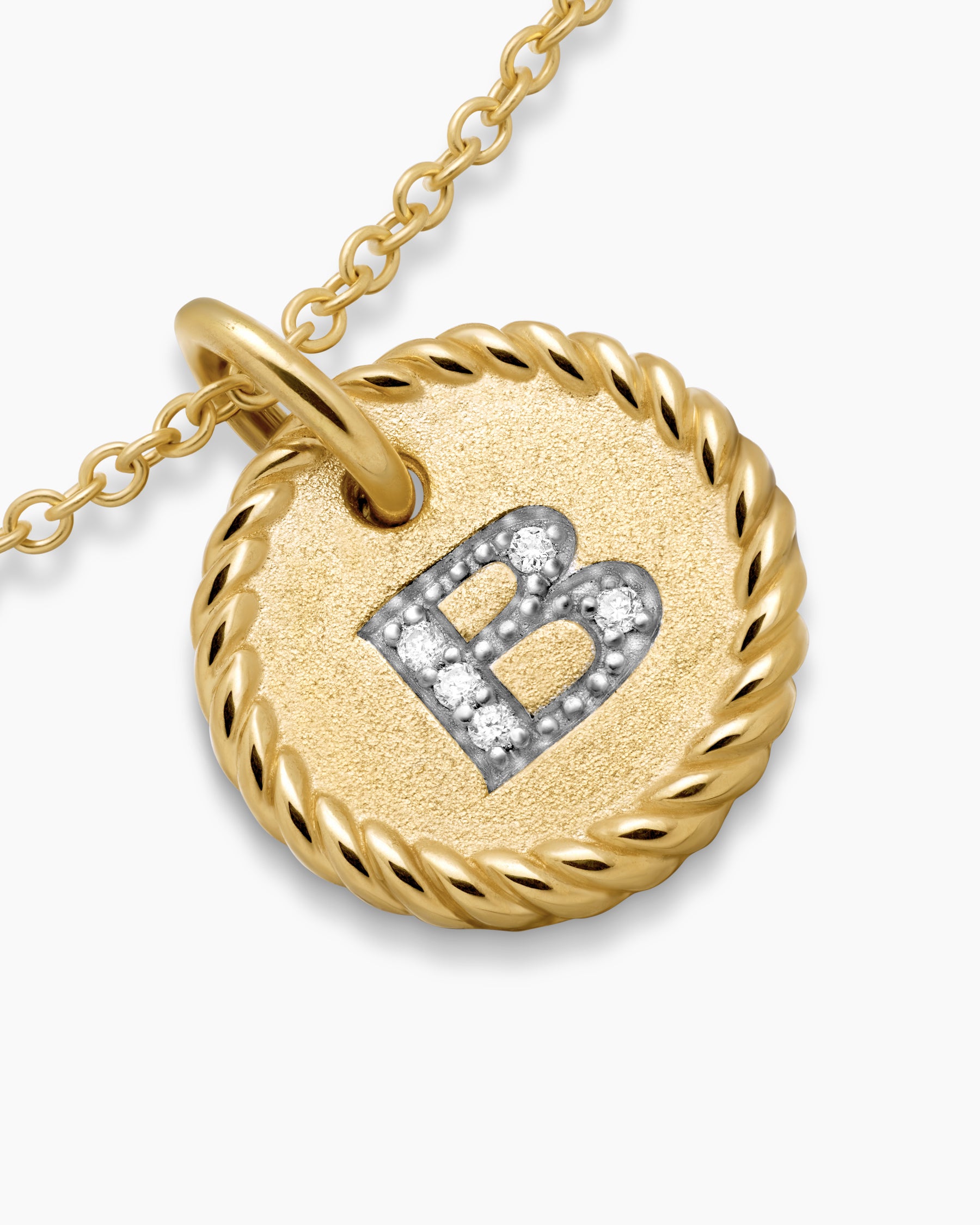 Initial Charm Necklace in 18K Yellow Gold with Diamond B - Image 5