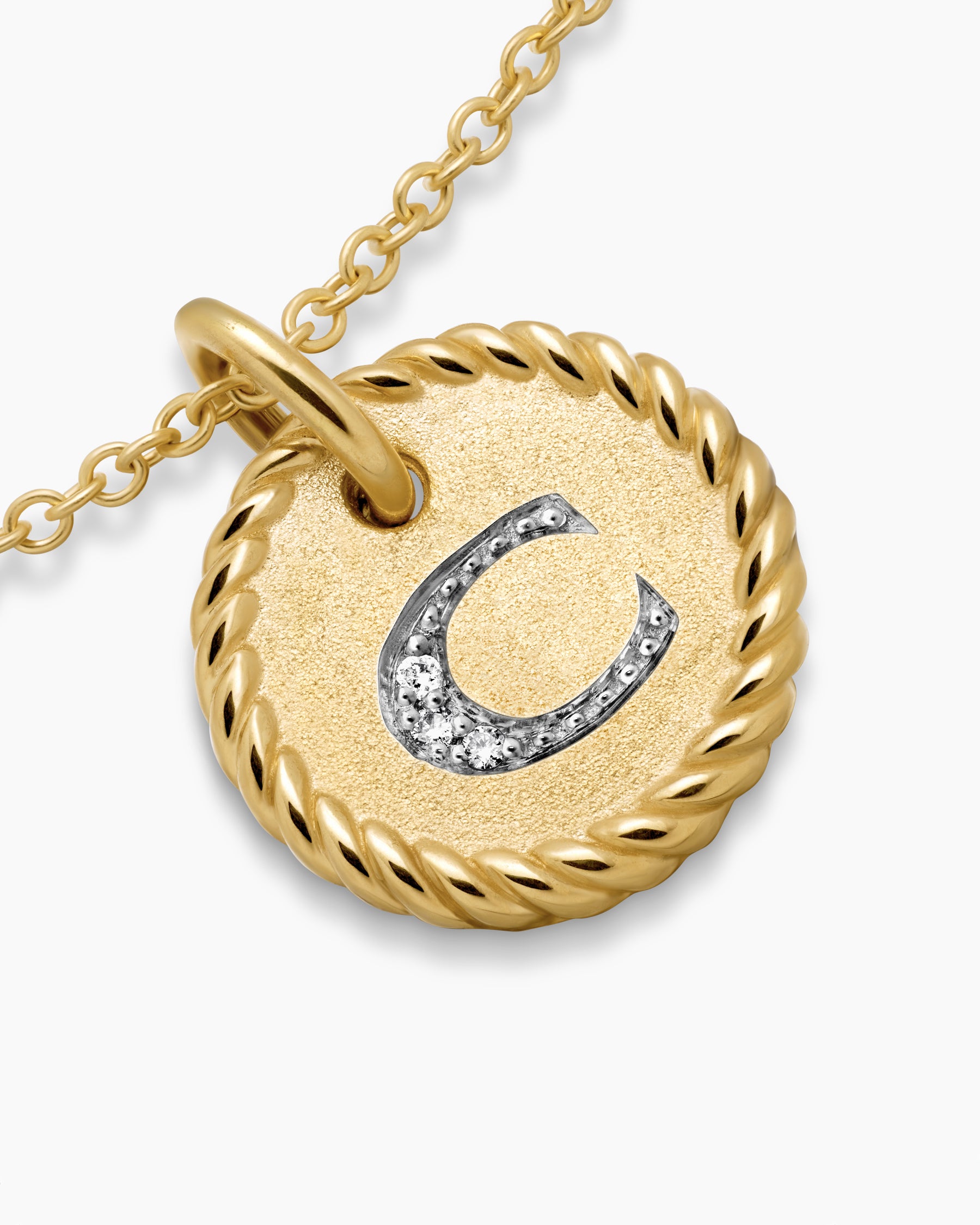 Initial Charm Necklace in 18K Yellow Gold with Diamond C - Image 5
