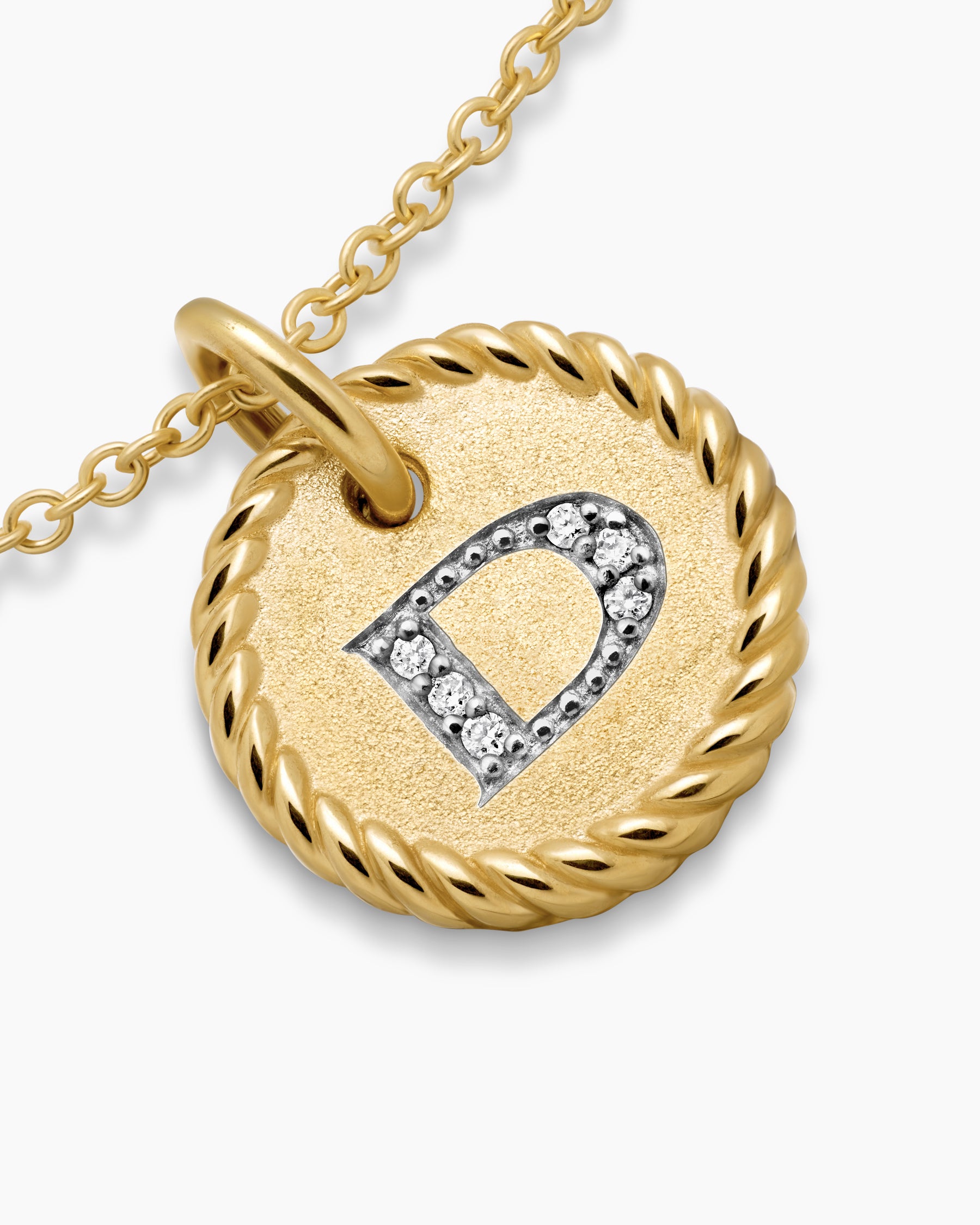 Initial Charm Necklace in 18K Yellow Gold with Diamond D - Image 5
