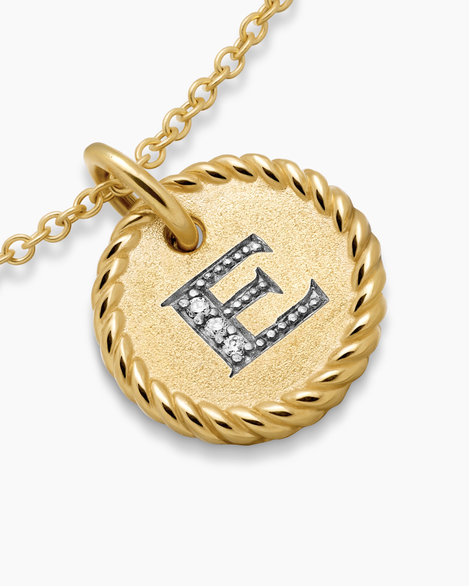 Initial Charm Necklace in 18K Yellow Gold with Diamond E - Image 5