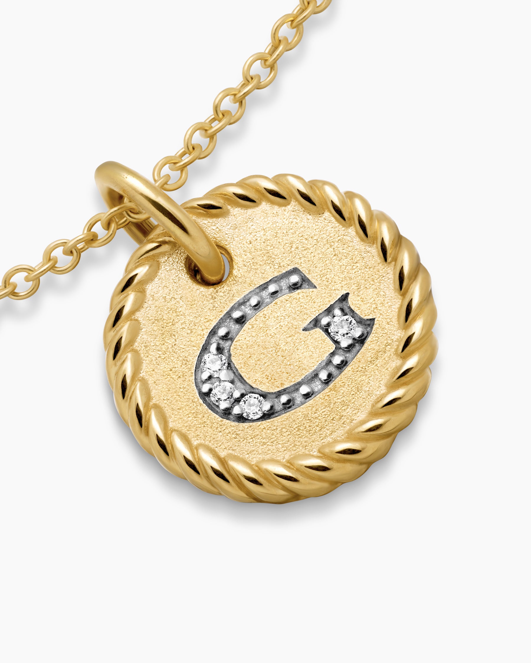 Initial Charm Necklace in 18K Yellow Gold with Diamond G - Image 5