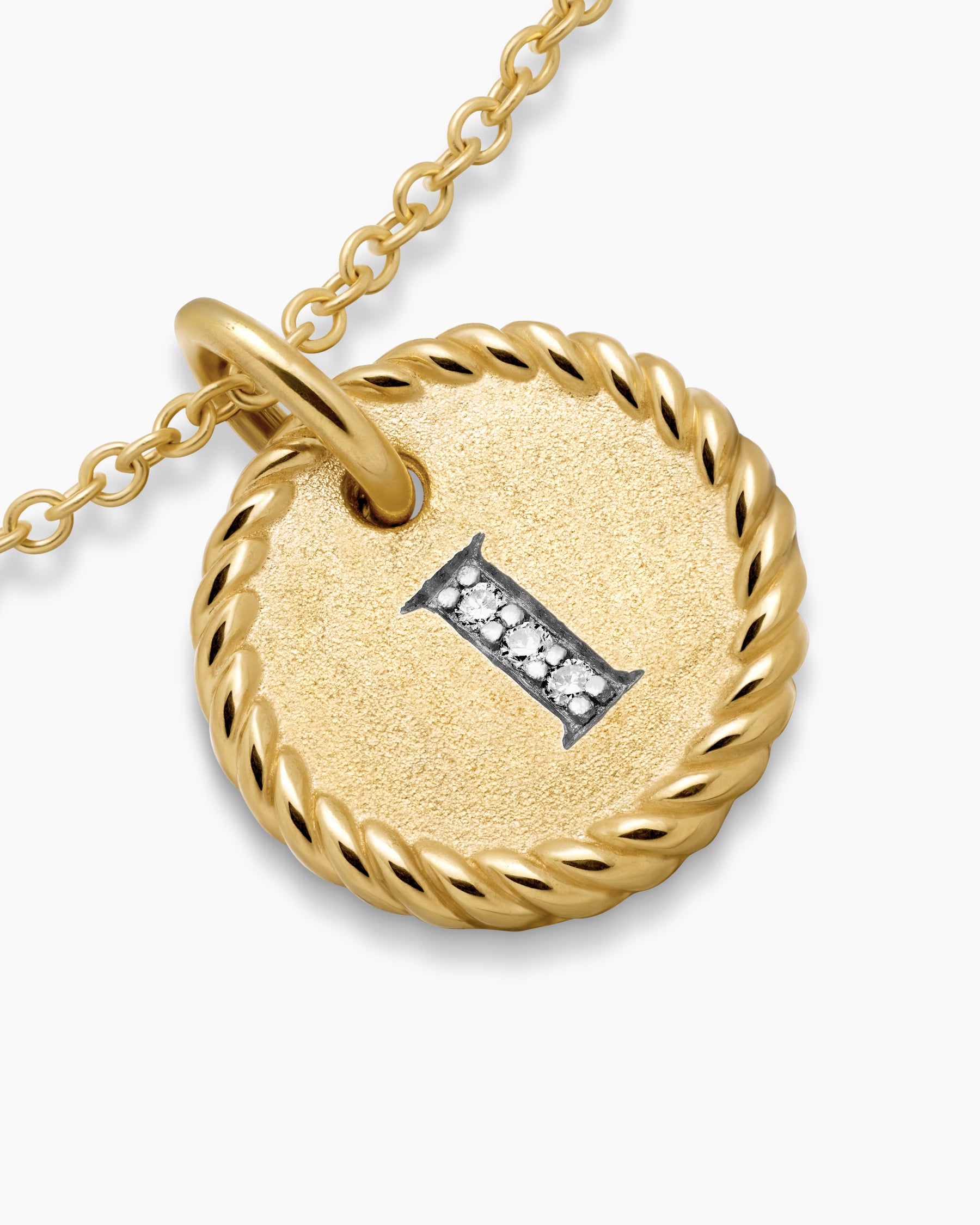 Initial Charm Necklace in 18K Yellow Gold with Diamond I - Image 5