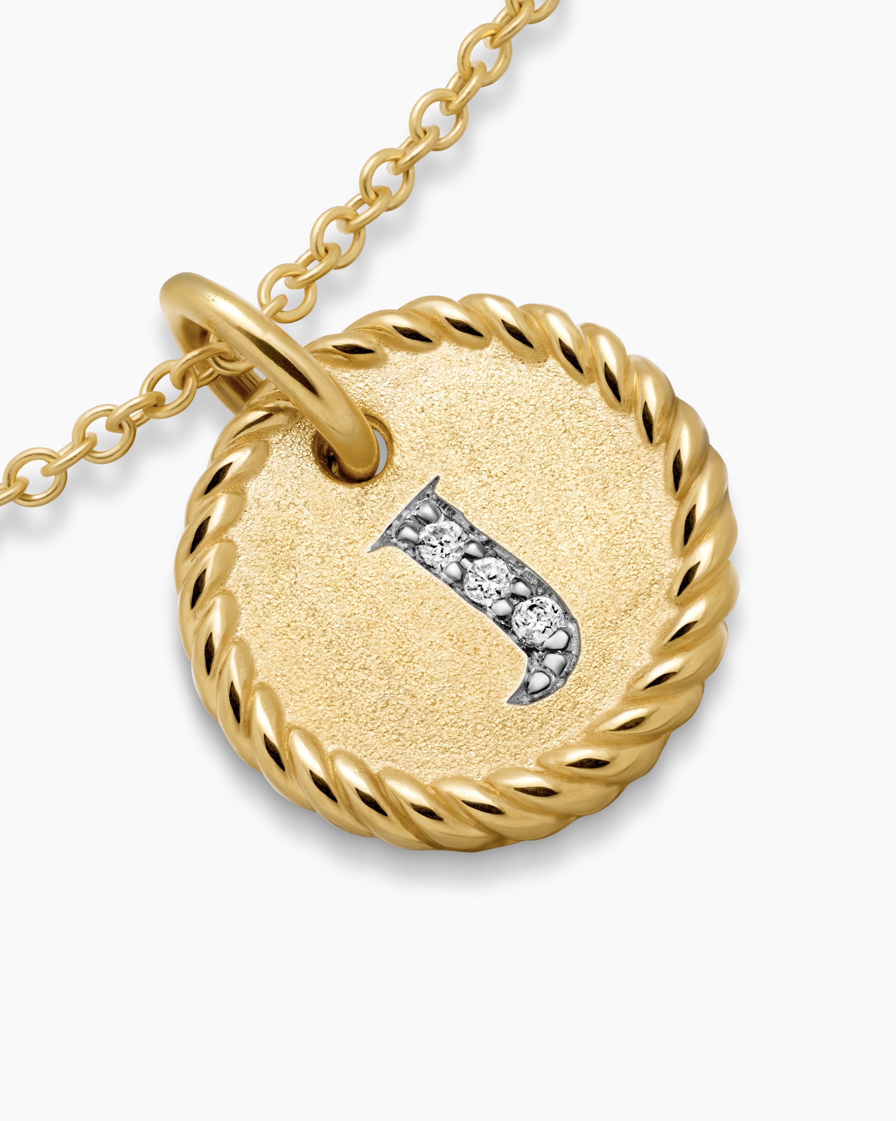 Initial Charm Necklace in 18K Yellow Gold with Diamond J - Image 5