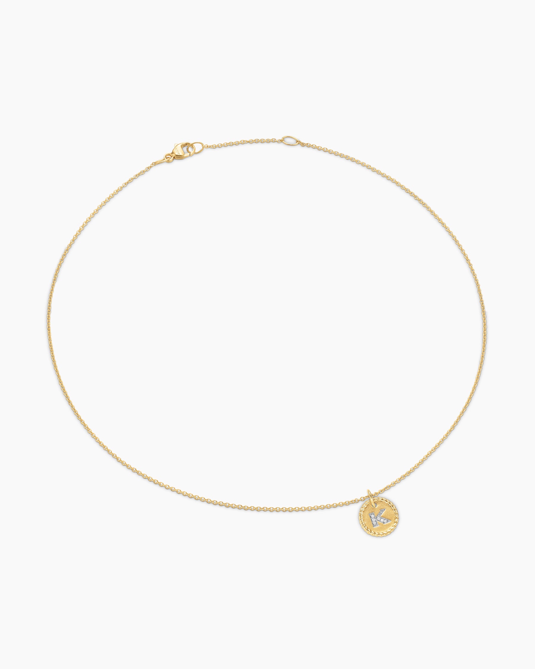 Initial Charm Necklace in 18K Yellow Gold with Diamond K - Image 3