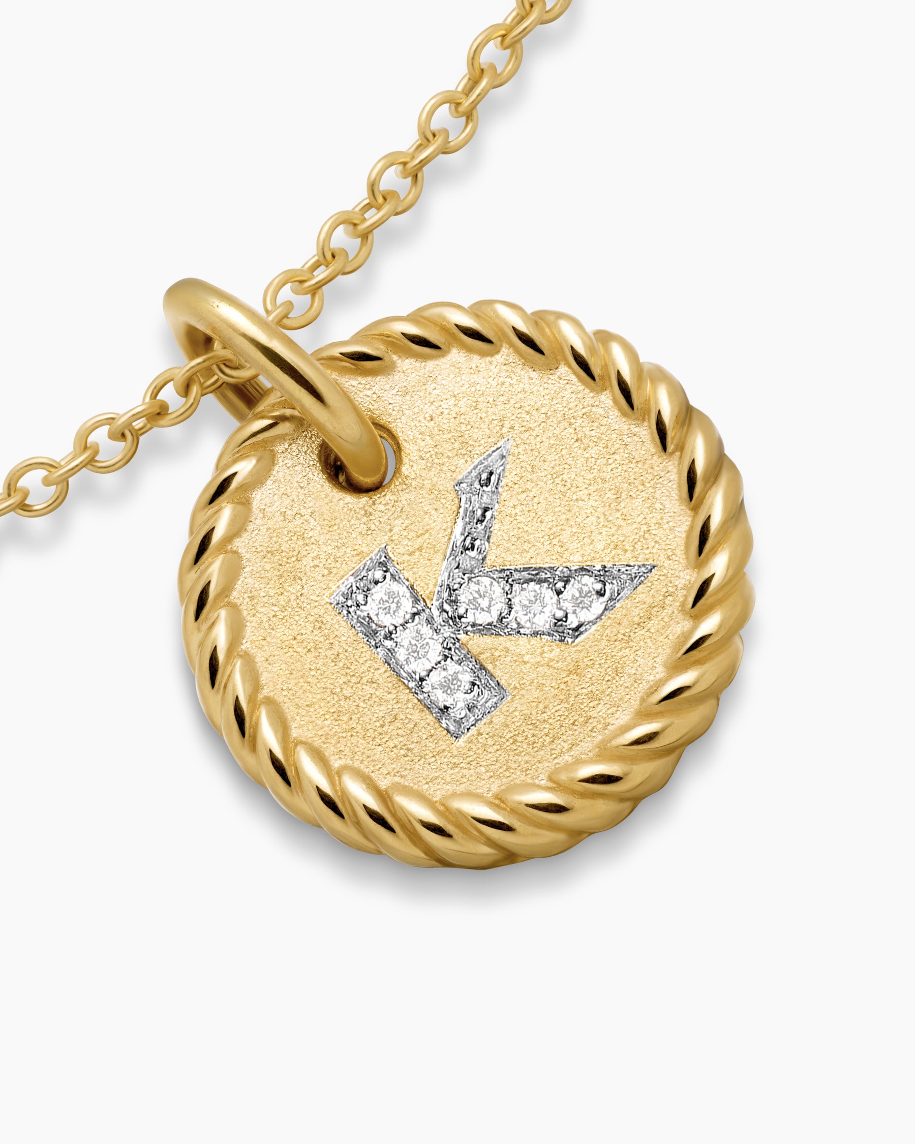 Initial Charm Necklace in 18K Yellow Gold with Diamond K - Image 5