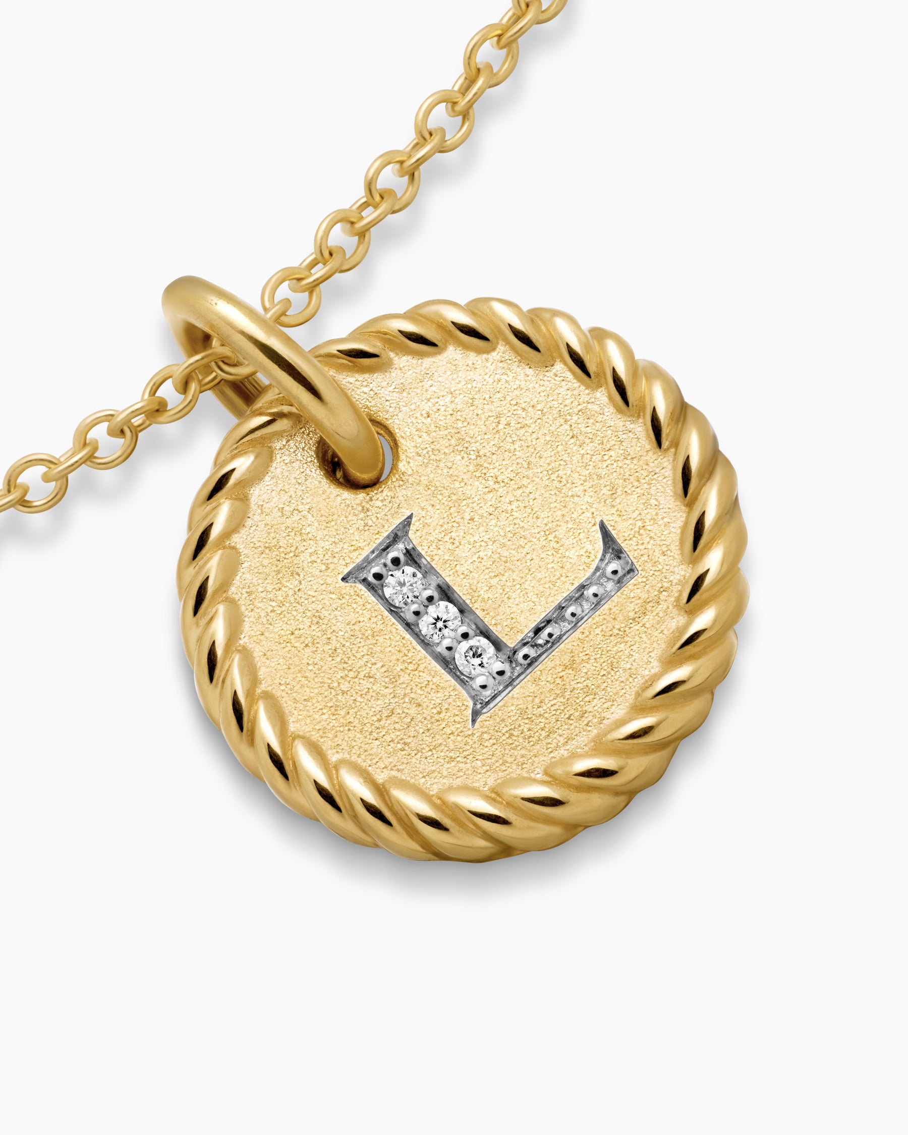 Initial Charm Necklace in 18K Yellow Gold with Diamond L - Image 5