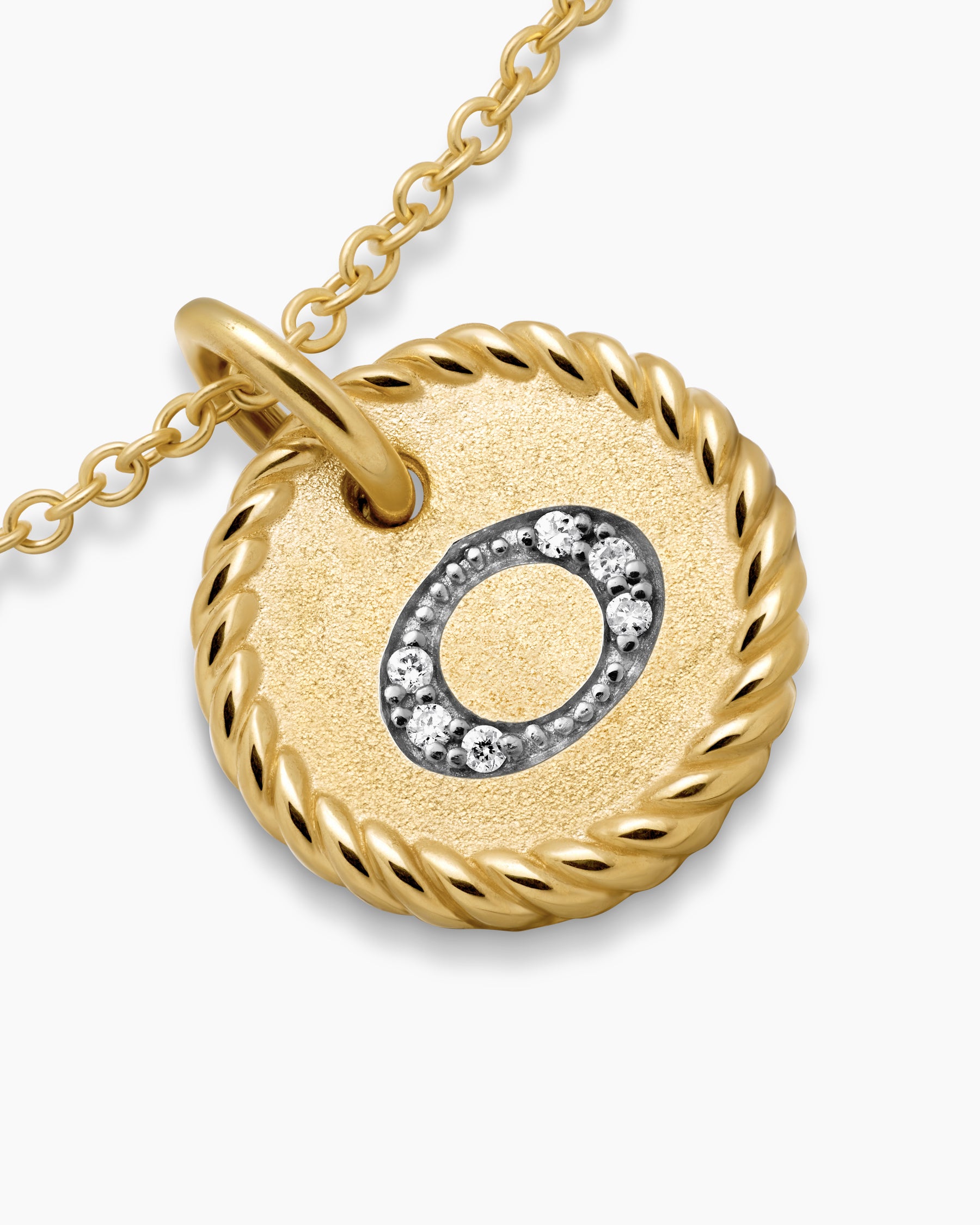 Initial Charm Necklace in 18K Yellow Gold with Diamond O - Image 5