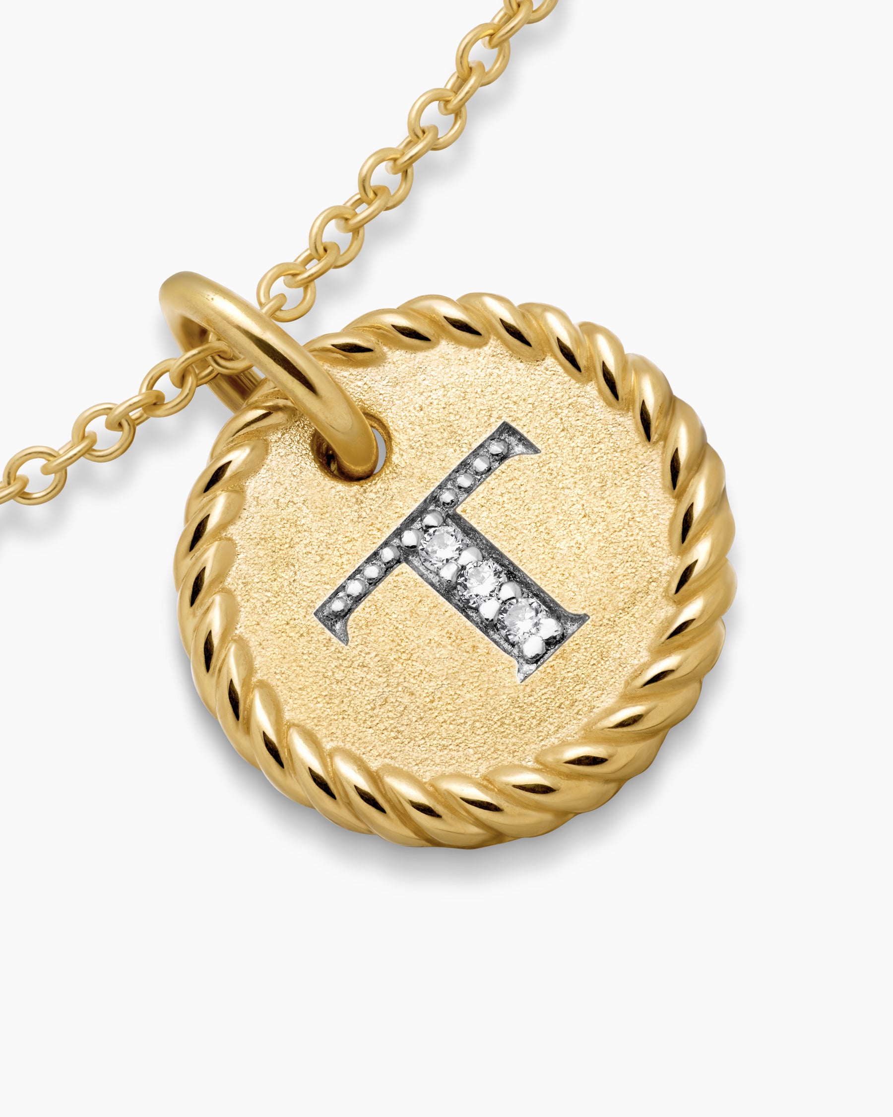 Initial Charm Necklace in 18K Yellow Gold with Diamond T - Image 5