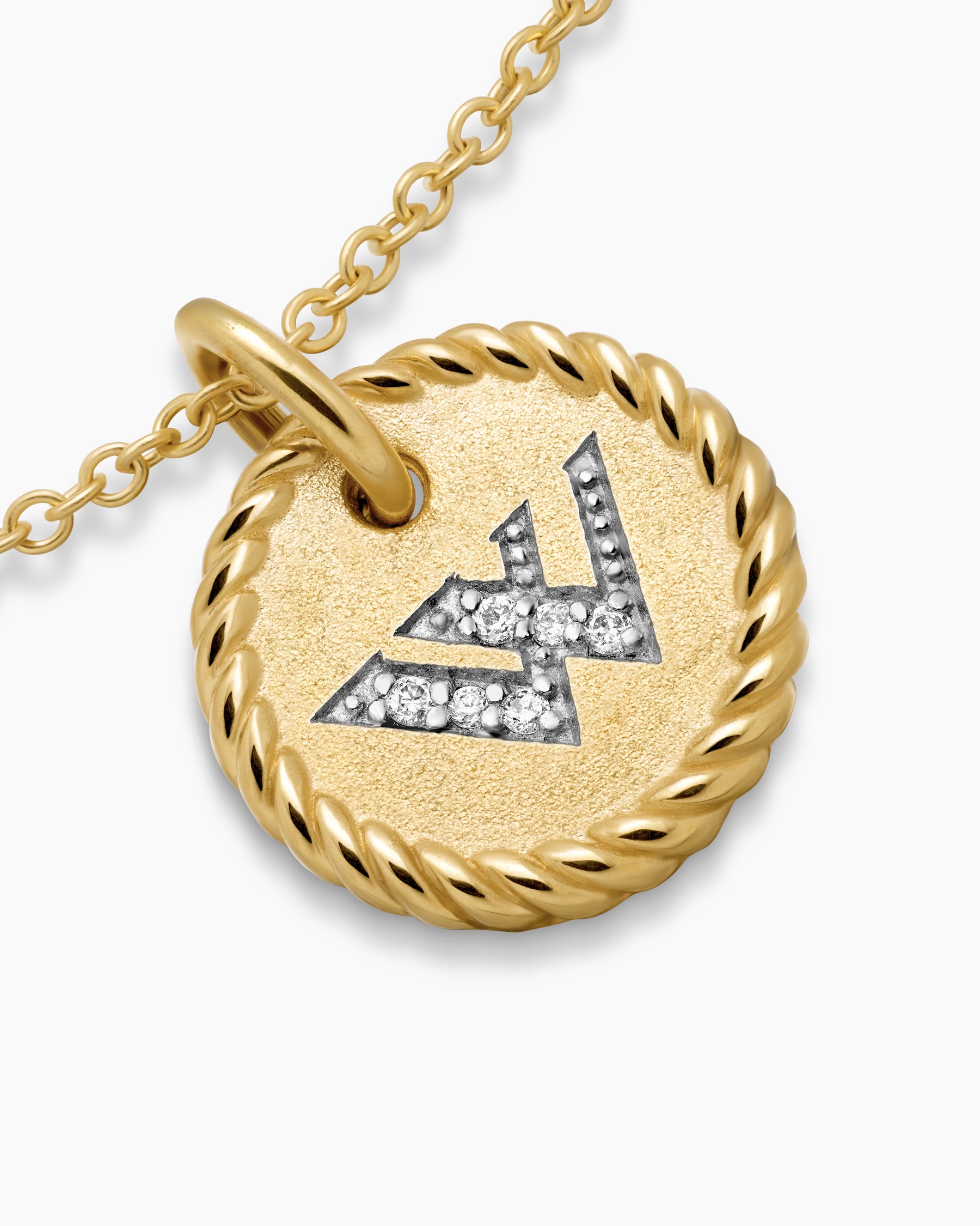 Initial Charm Necklace in 18K Yellow Gold with Diamond W - Image 5