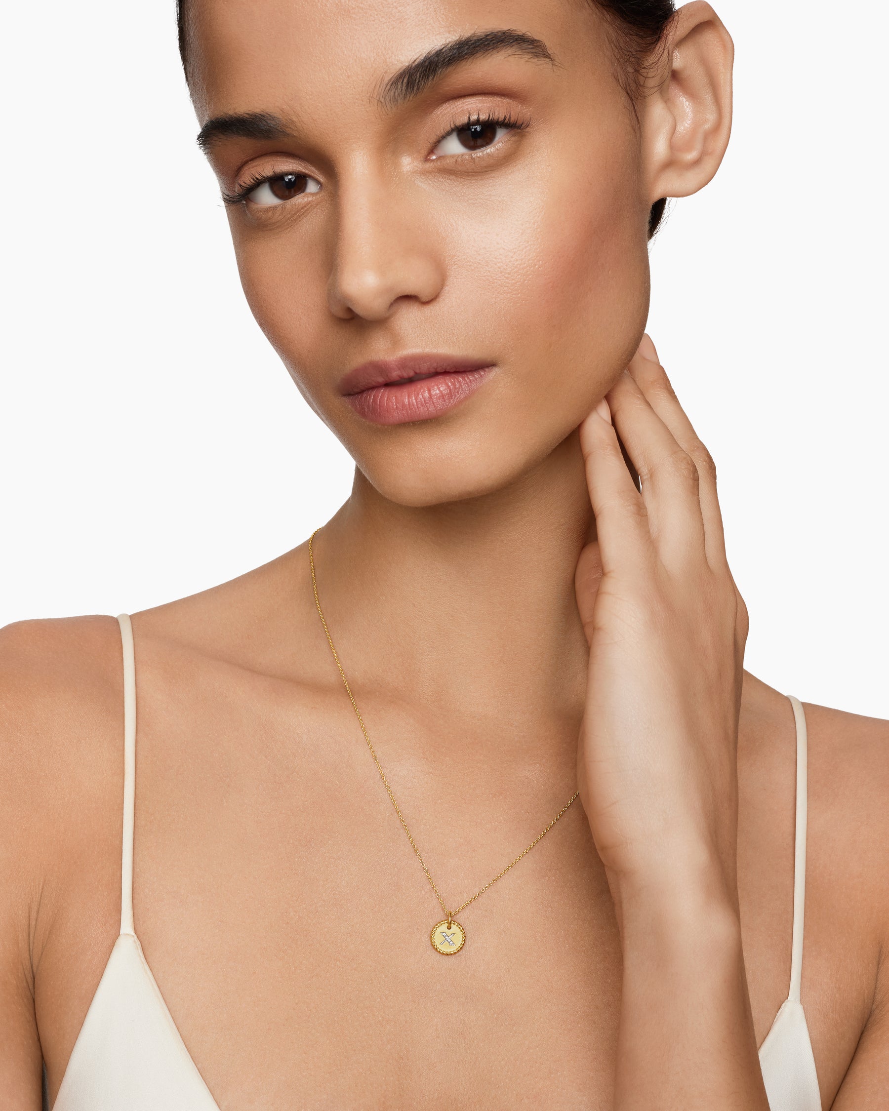 Initial Charm Necklace in 18K Yellow Gold with Diamond X - Image 6