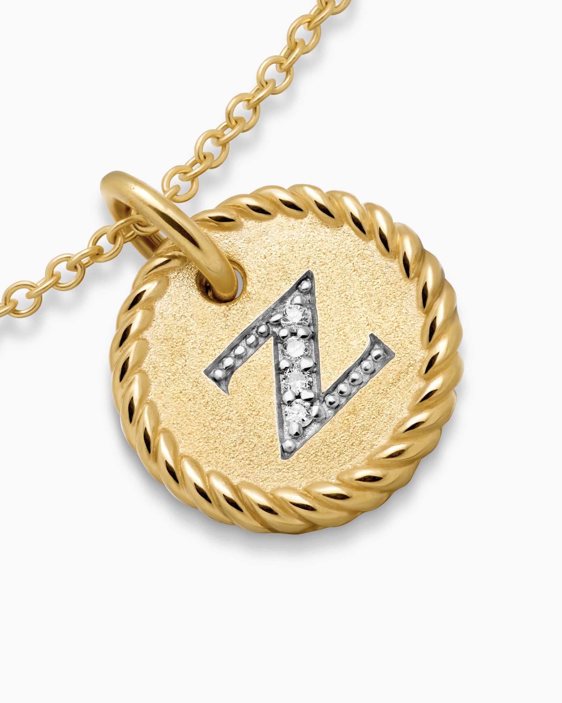 Initial Charm Necklace in 18K Yellow Gold with Diamond Z - Image 5