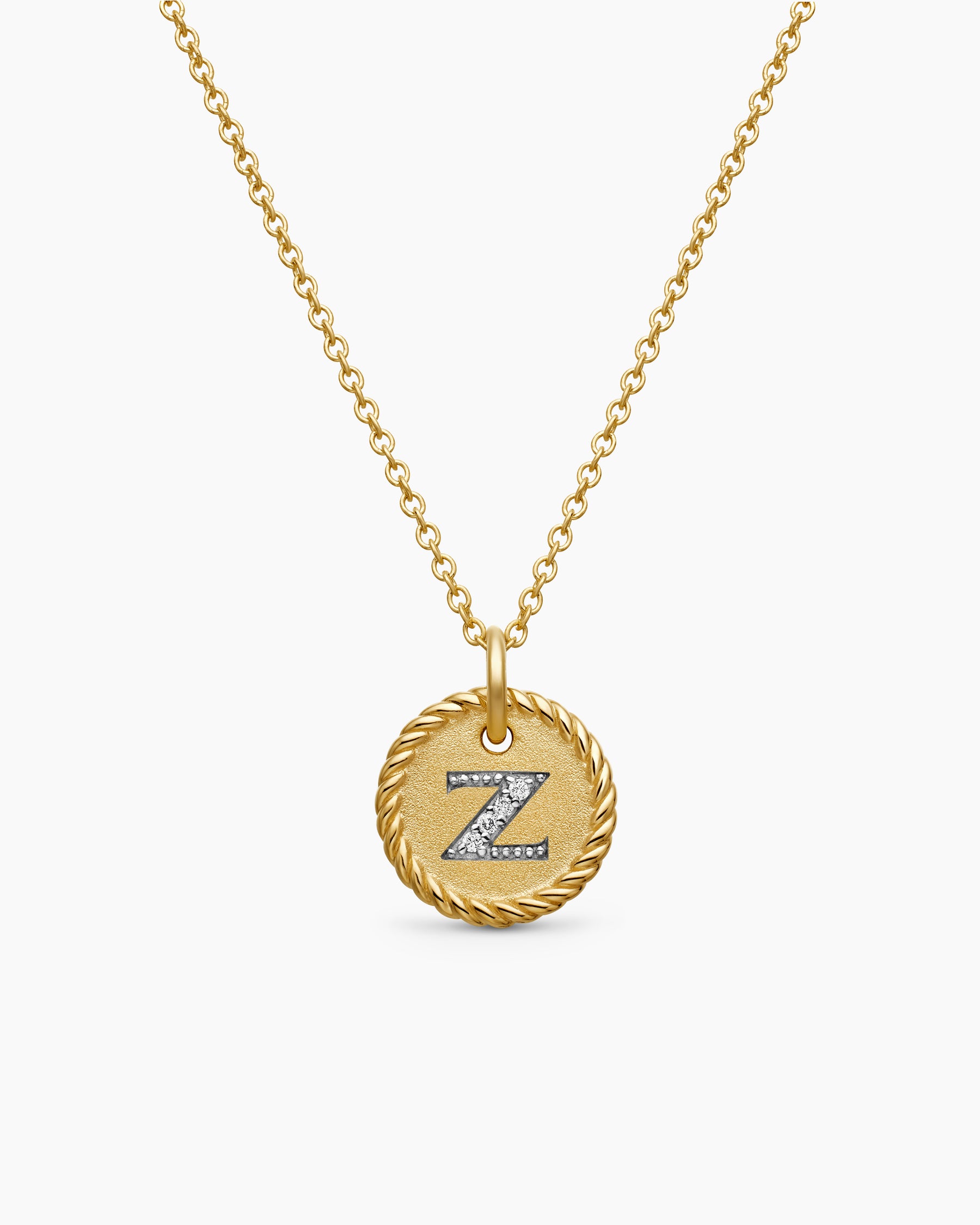 Initial Charm Necklace in 18K Yellow Gold with Diamond Z