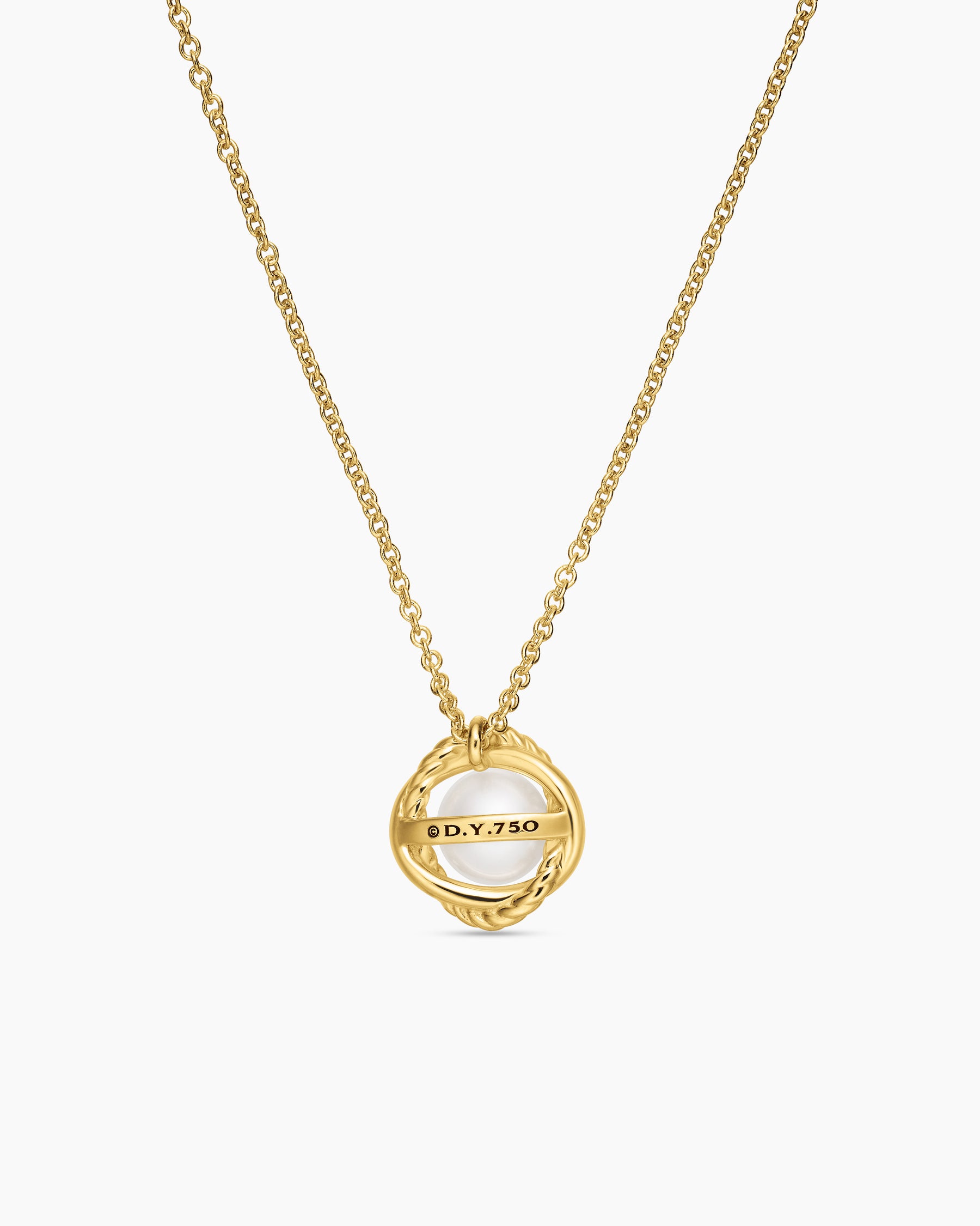 Infinity Pendant Necklace in 18K Yellow Gold with Pearl, 10mm - Image 4