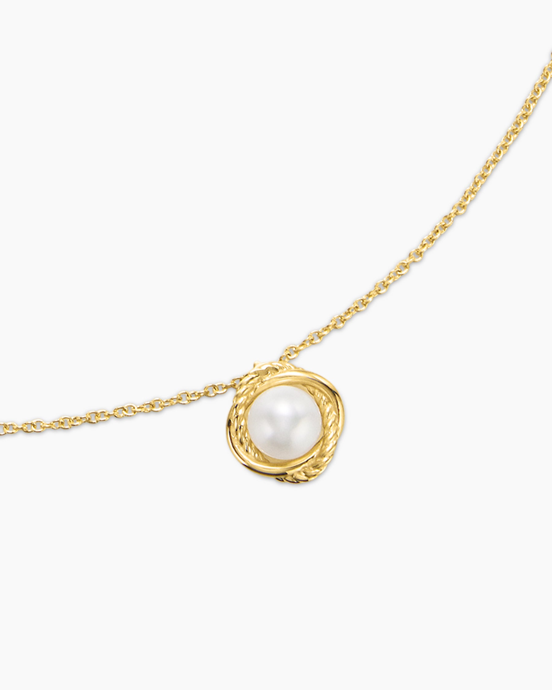Infinity Pendant Necklace in 18K Yellow Gold with Pearl, 10mm - Image 5