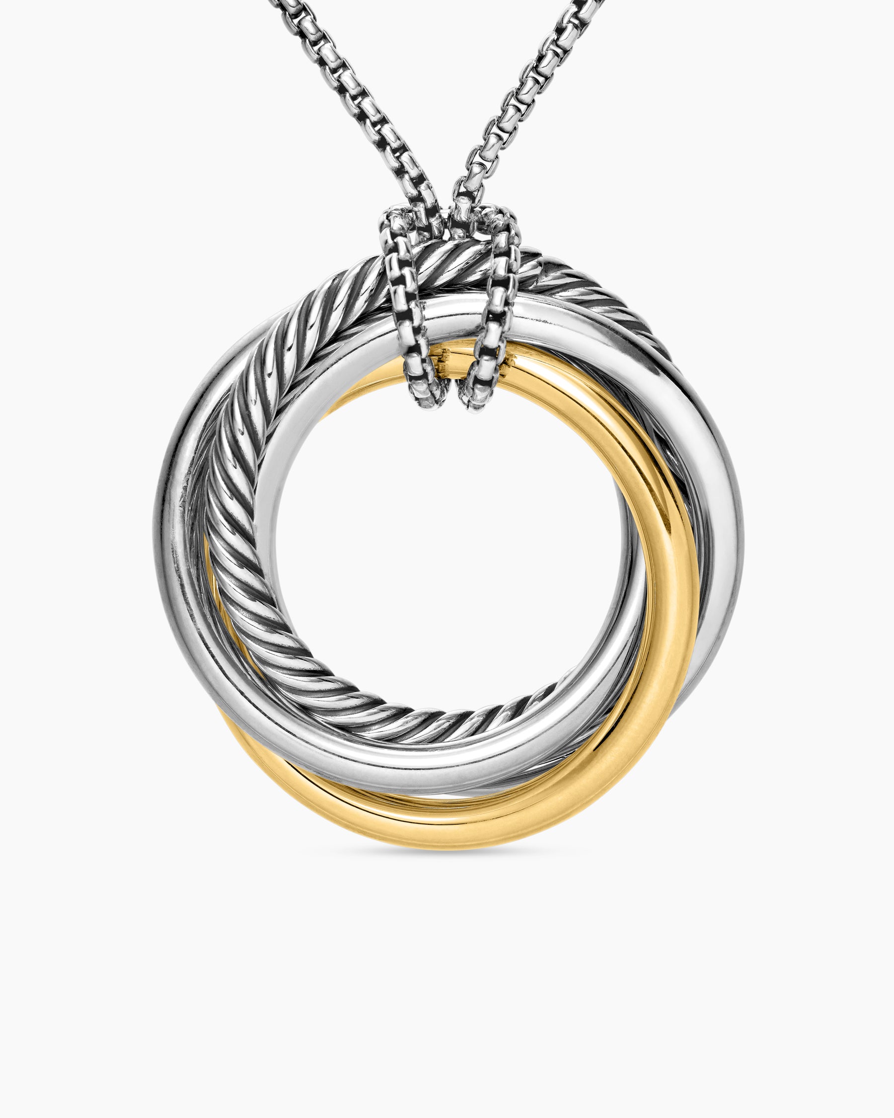 Crossover Pendant Necklace in Sterling Silver with 14K Yellow Gold, 37mm - Image 4