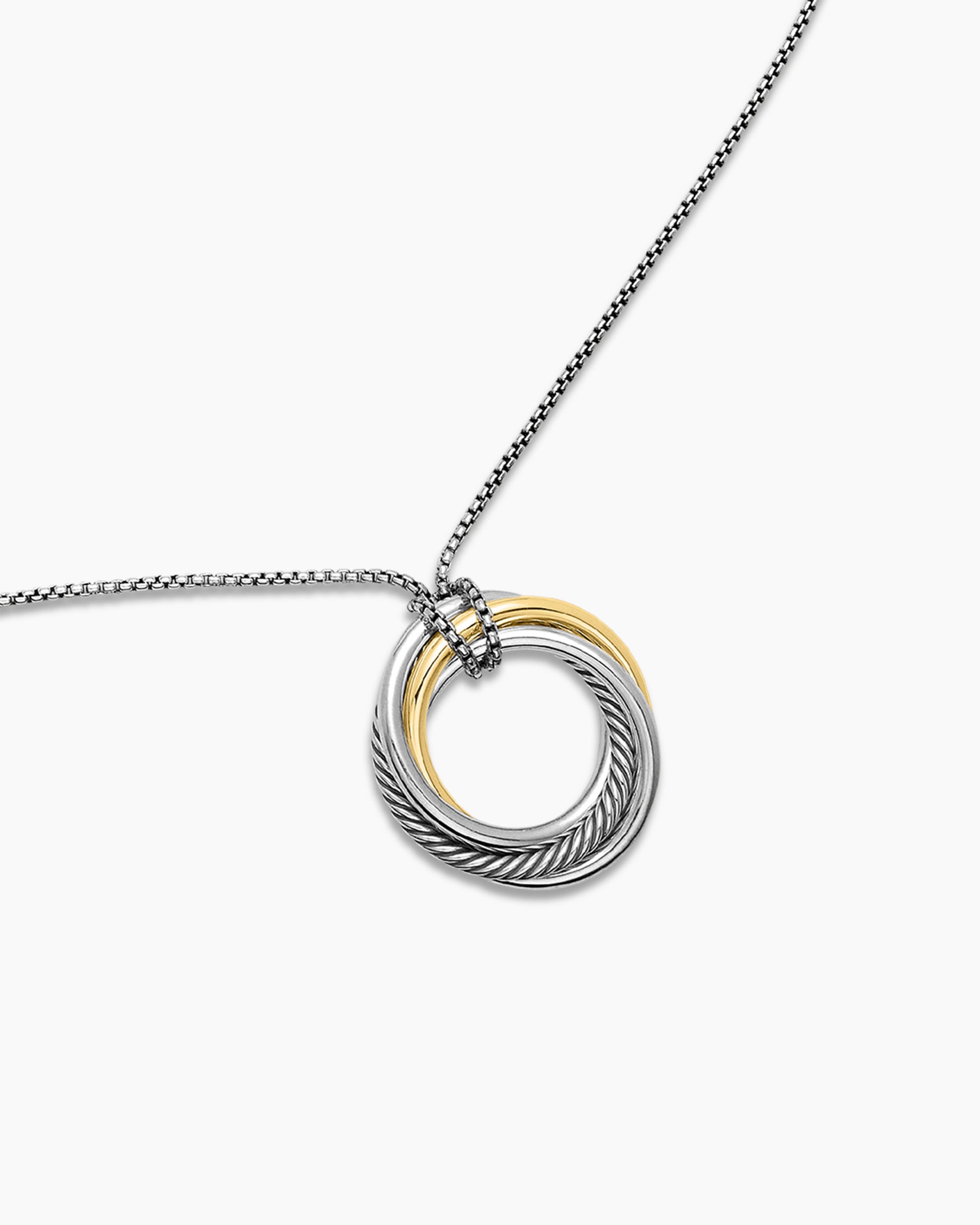 Crossover Pendant Necklace in Sterling Silver with 14K Yellow Gold, 37mm - Image 5