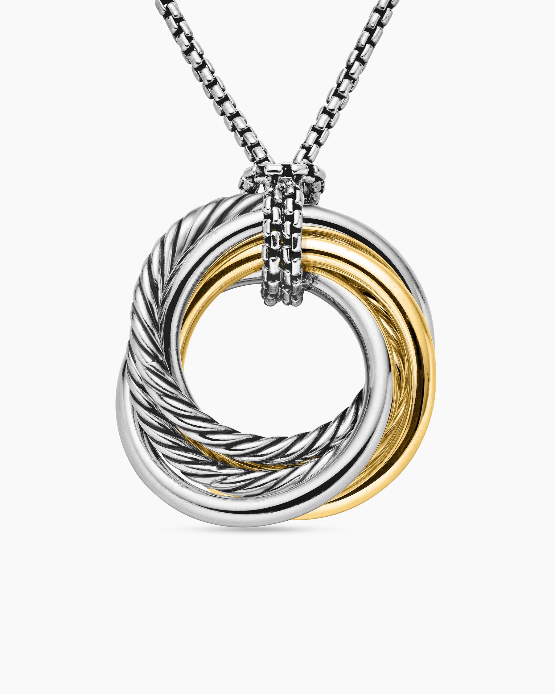 Crossover Pendant Necklace in Sterling Silver with 14K Yellow Gold, 28mm - Image 4