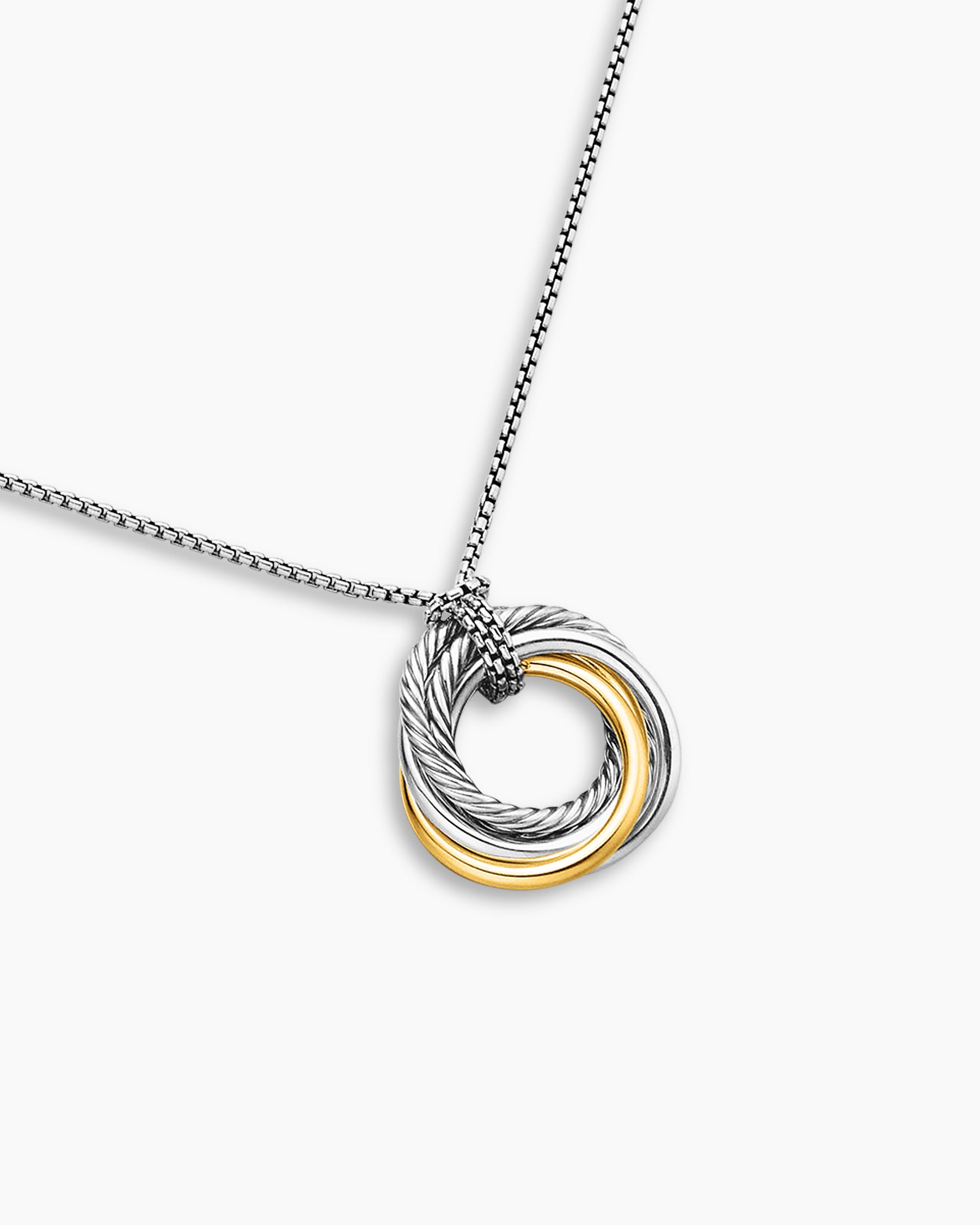 Crossover Pendant Necklace in Sterling Silver with 14K Yellow Gold, 28mm - Image 5