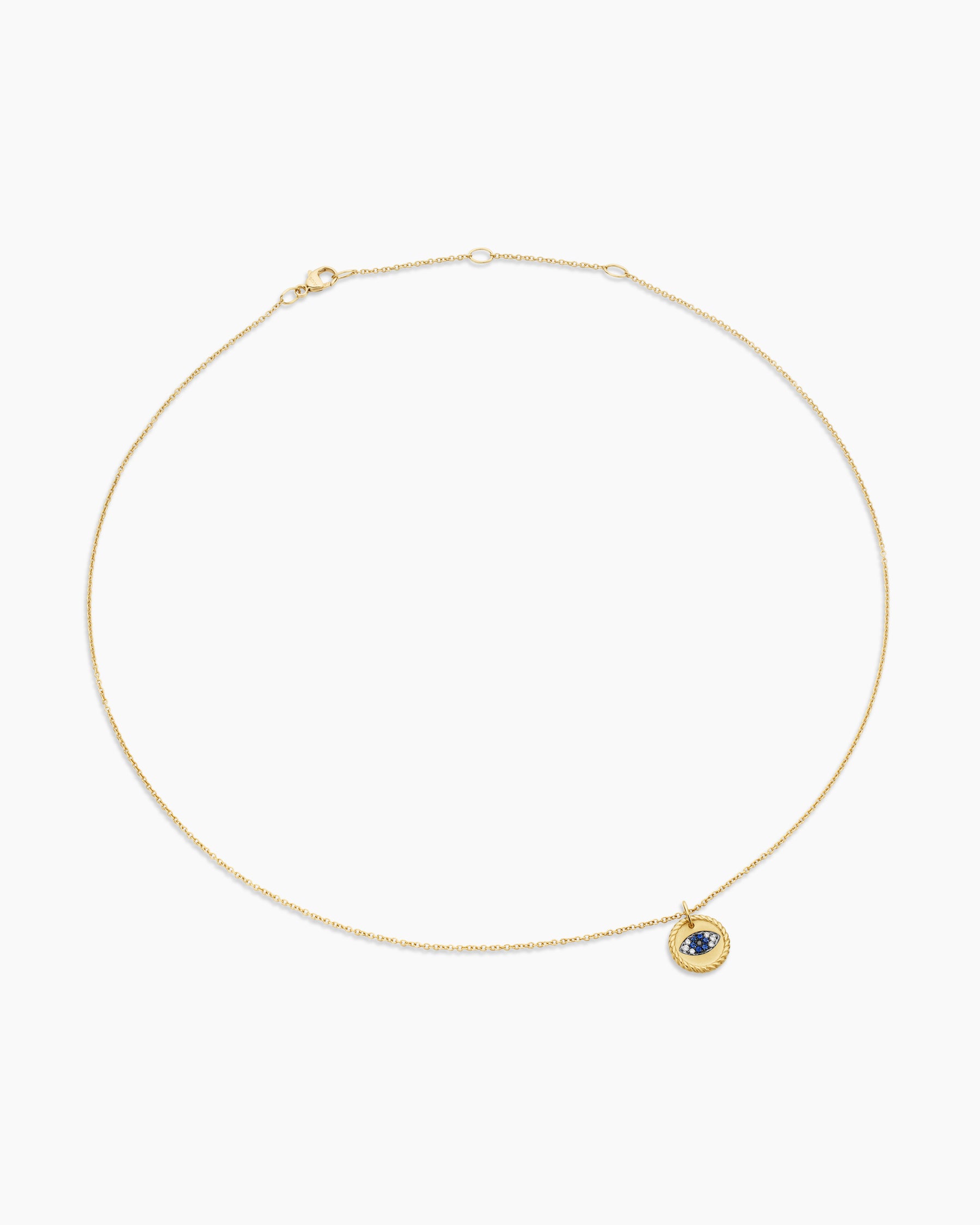 Cable Collectibles Evil Eye Necklace in 18K Yellow Gold with Pavé Blue Sapphires and Diamonds, 11mm - Image 3
