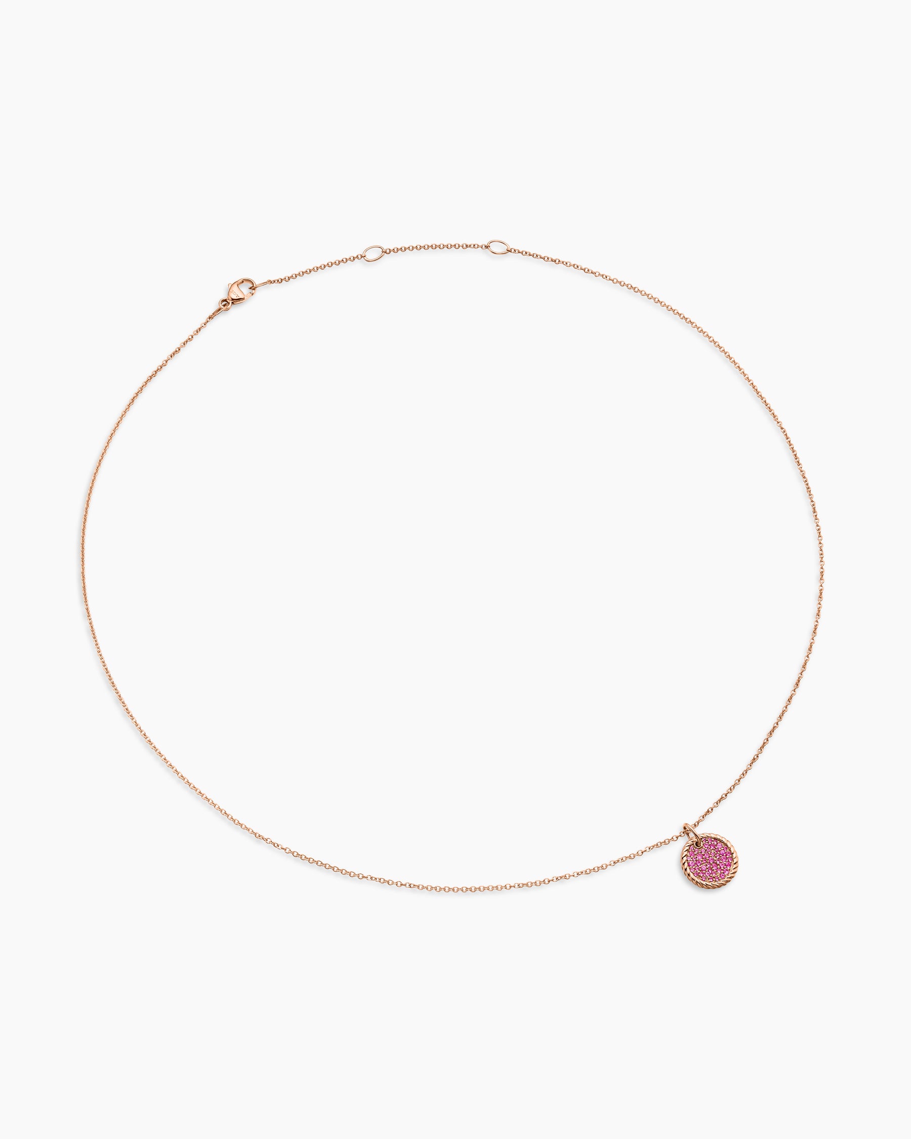Cable Collectibles Pavé Plate Necklace in 18K Rose Gold with Pink Sapphires, 11mm - Image 3