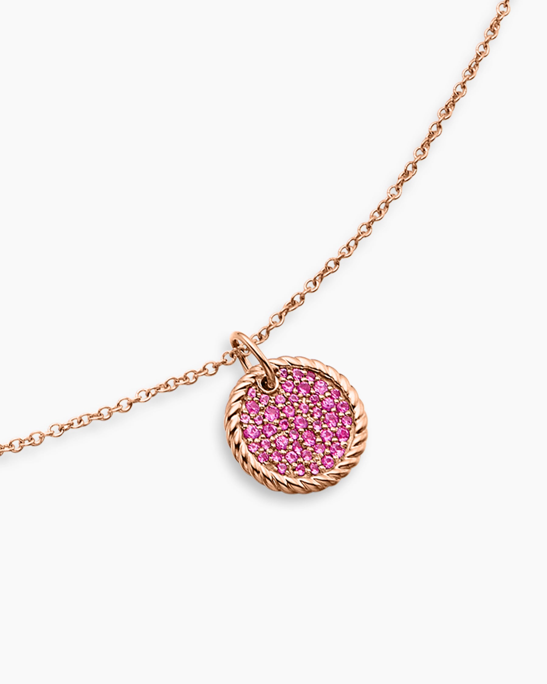Cable Collectibles Pavé Plate Necklace in 18K Rose Gold with Pink Sapphires, 11mm - Image 5
