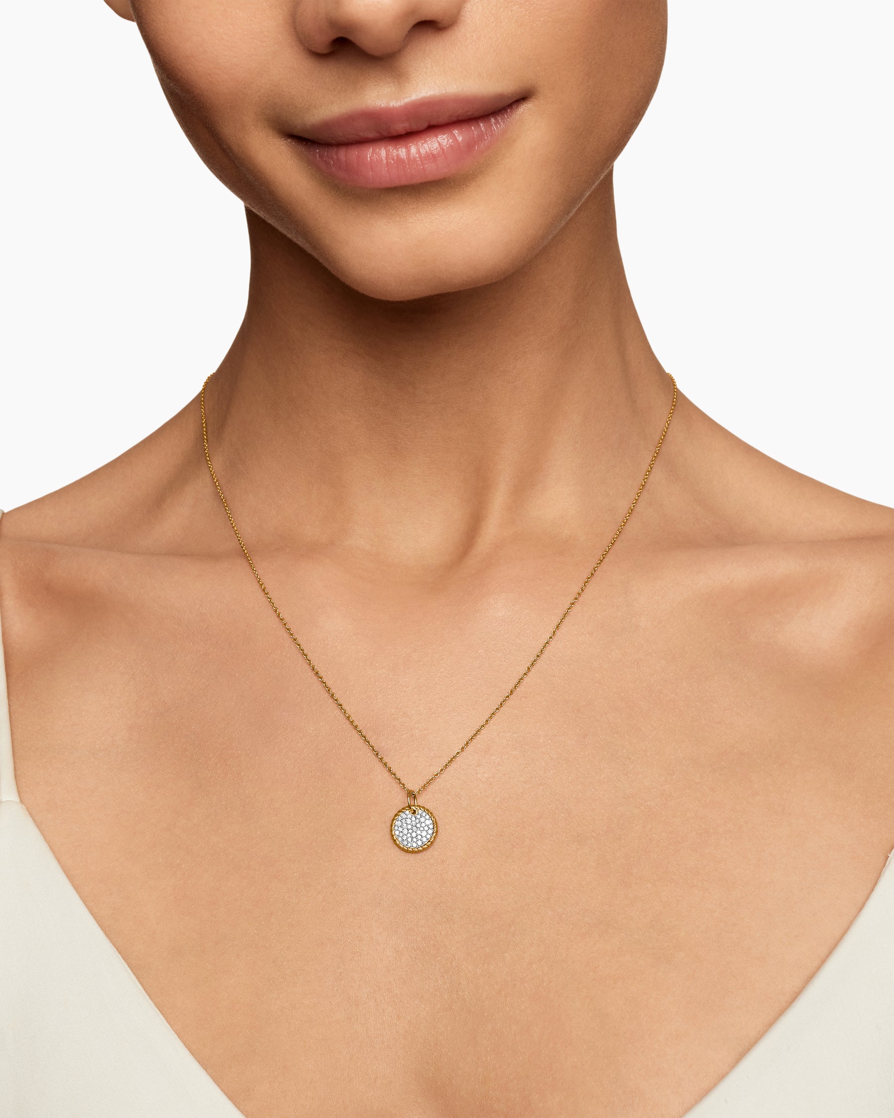 Cable Collectibles Pavé Plate Necklace in 18K Yellow Gold with Diamonds, 11mm - Image 6