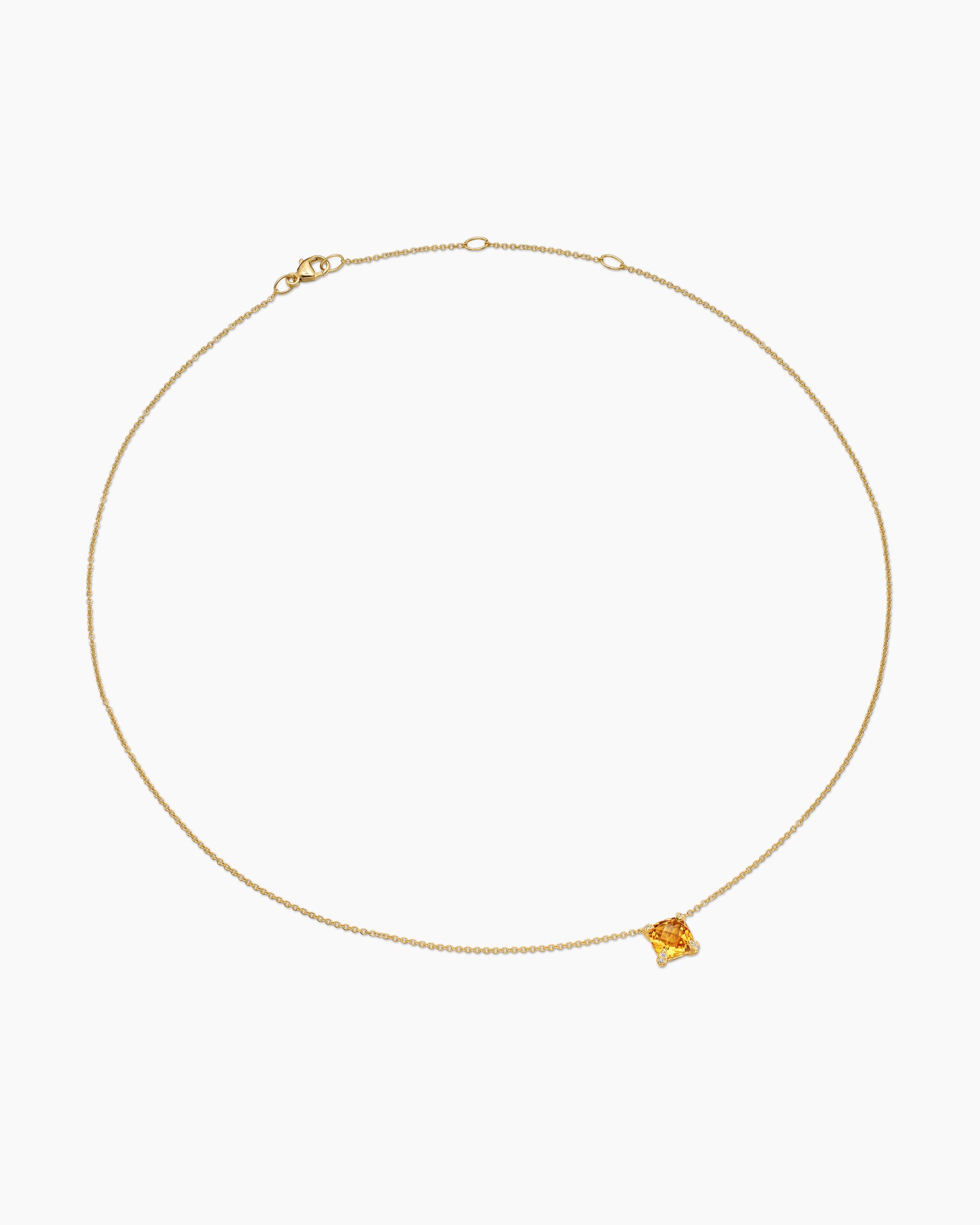 Petite Chatelaine Pendant Necklace in 18K Yellow Gold with Citrine and Diamonds, 7mm - Image 3