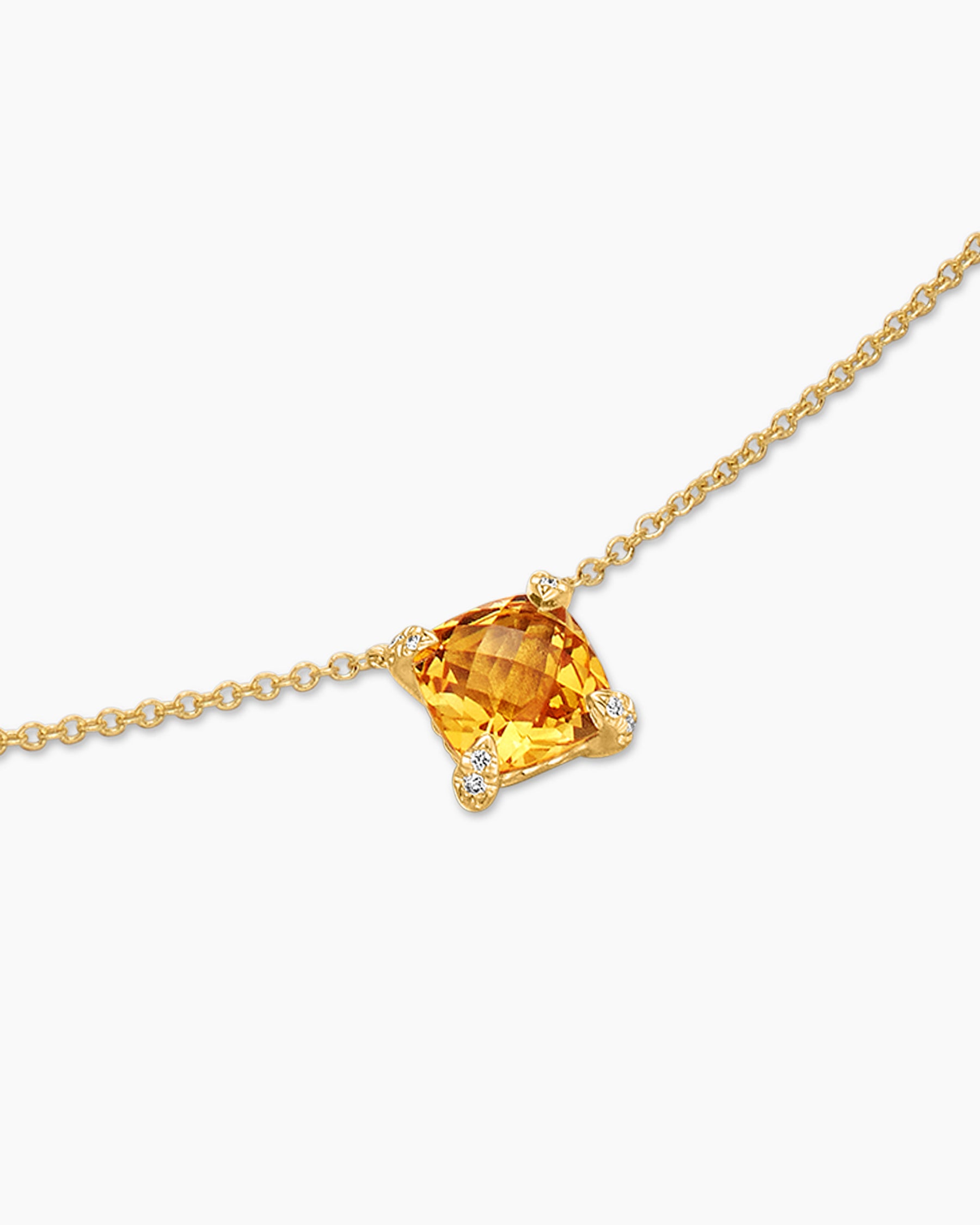 Petite Chatelaine Pendant Necklace in 18K Yellow Gold with Citrine and Diamonds, 7mm - Image 5